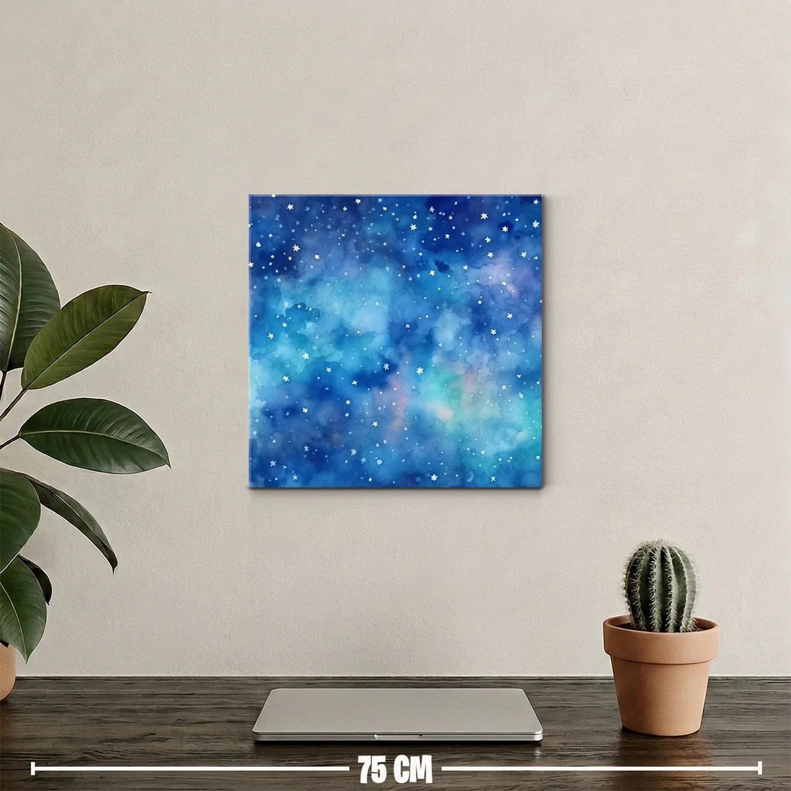 Cuadro abstracto con cielo estrellado y tonos azules — miniatura 2