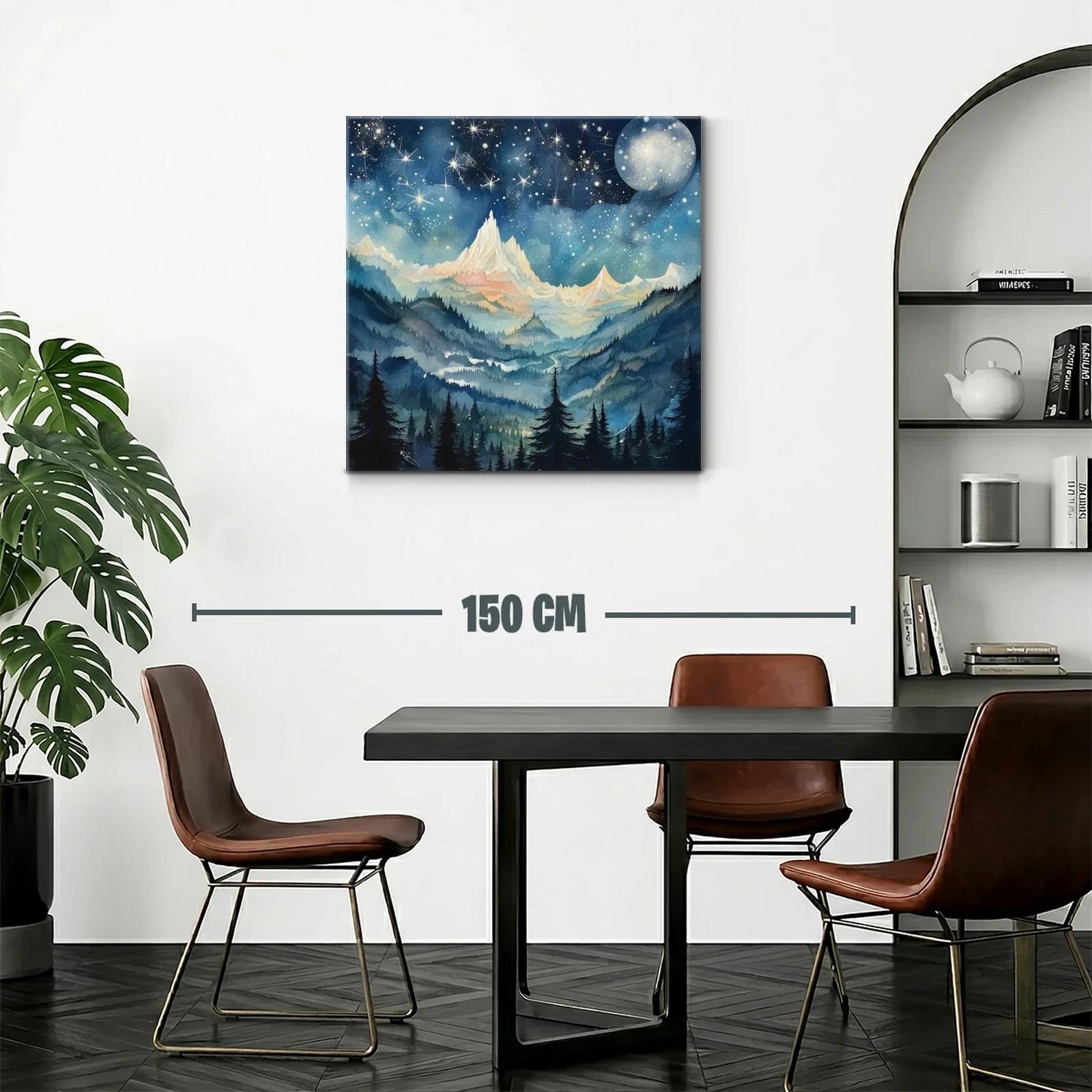Paisaje nocturno con montañas y cielo estrellado brillante — miniatura 2