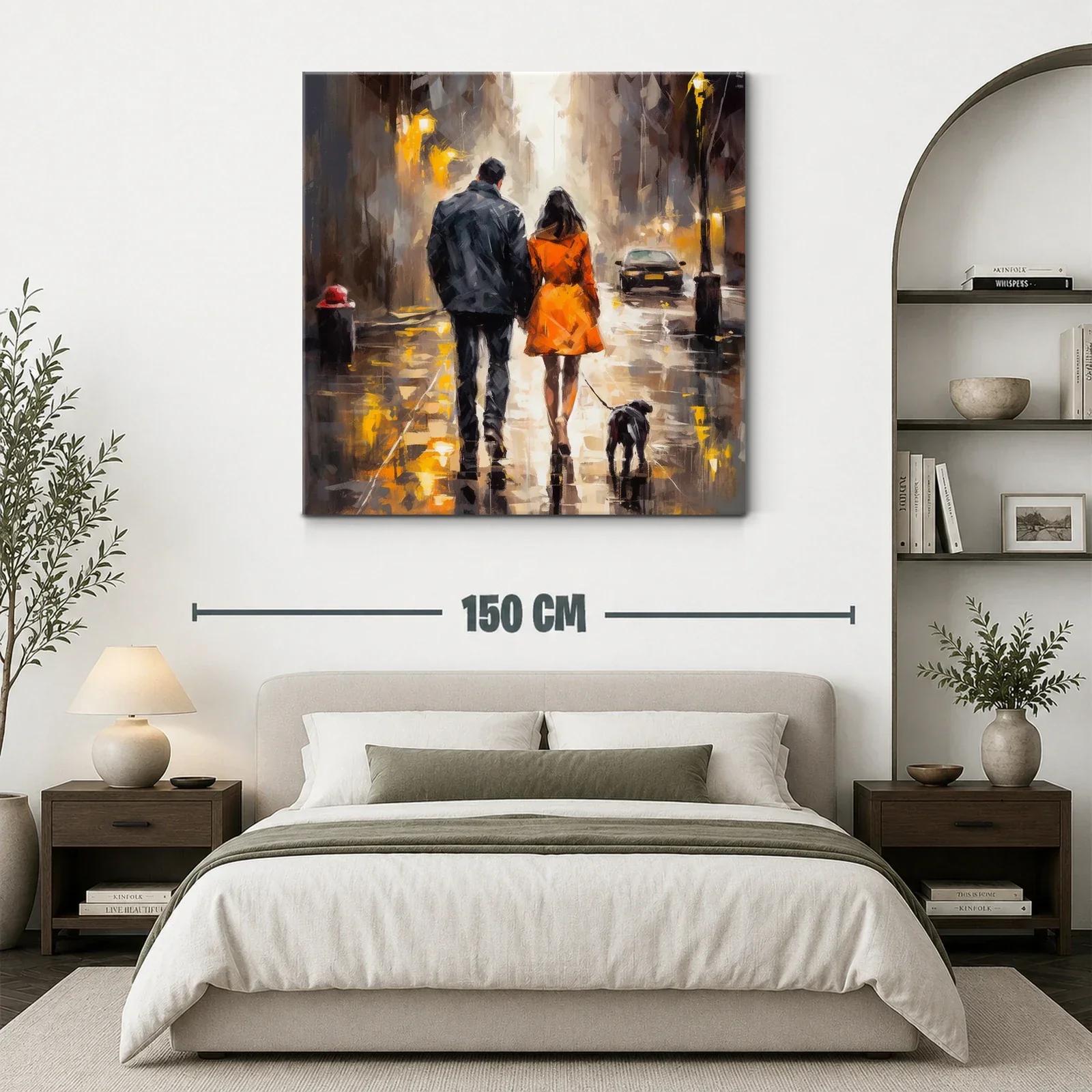 Paseo romántico urbano al atardecer con perro — miniatura 3