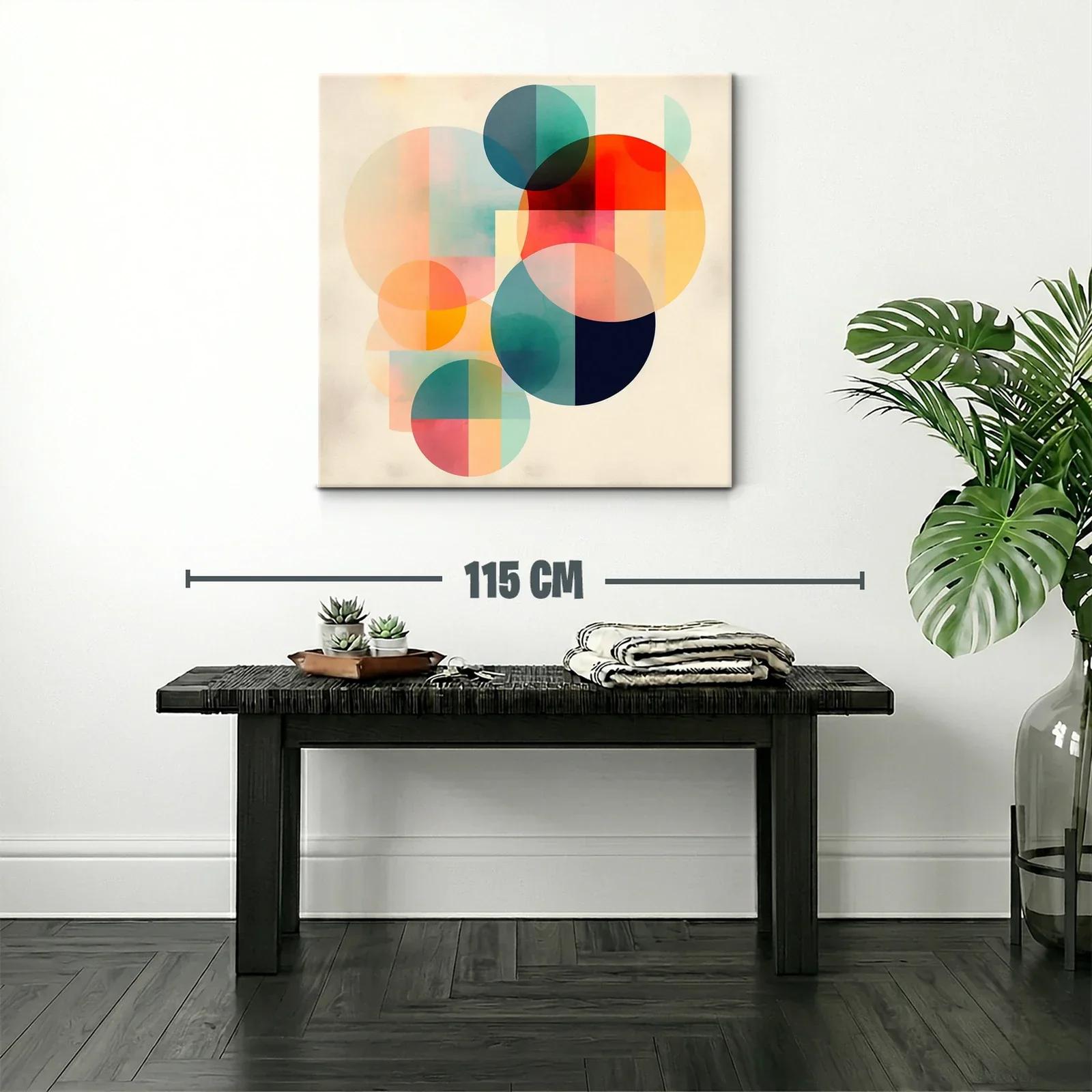 Composición abstracta con círculos en tonos cálidos y fríos — miniatura 2