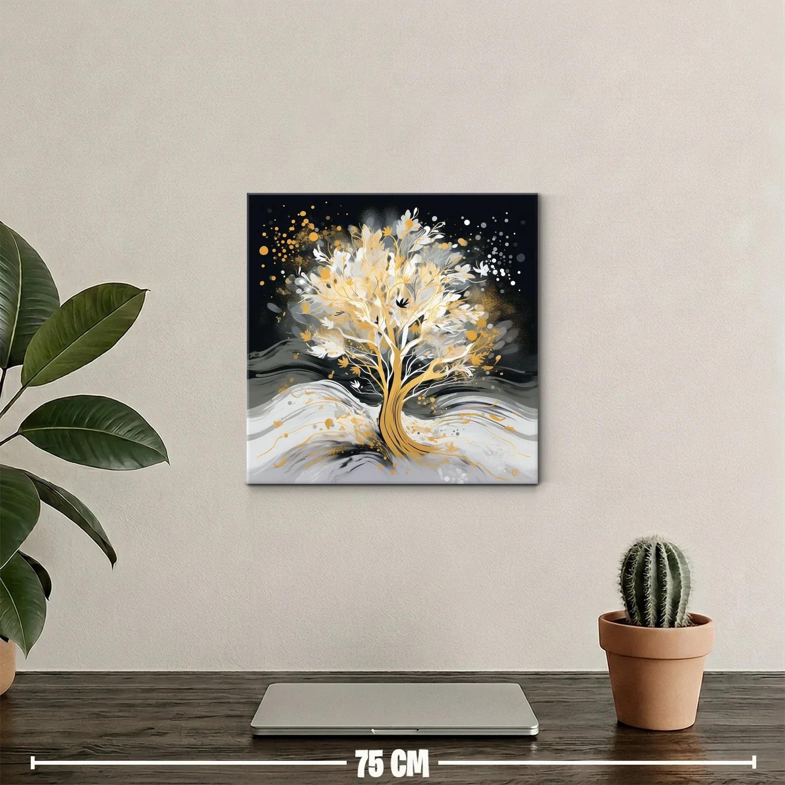 Árbol luminoso en tonos dorados y grises — miniatura 2