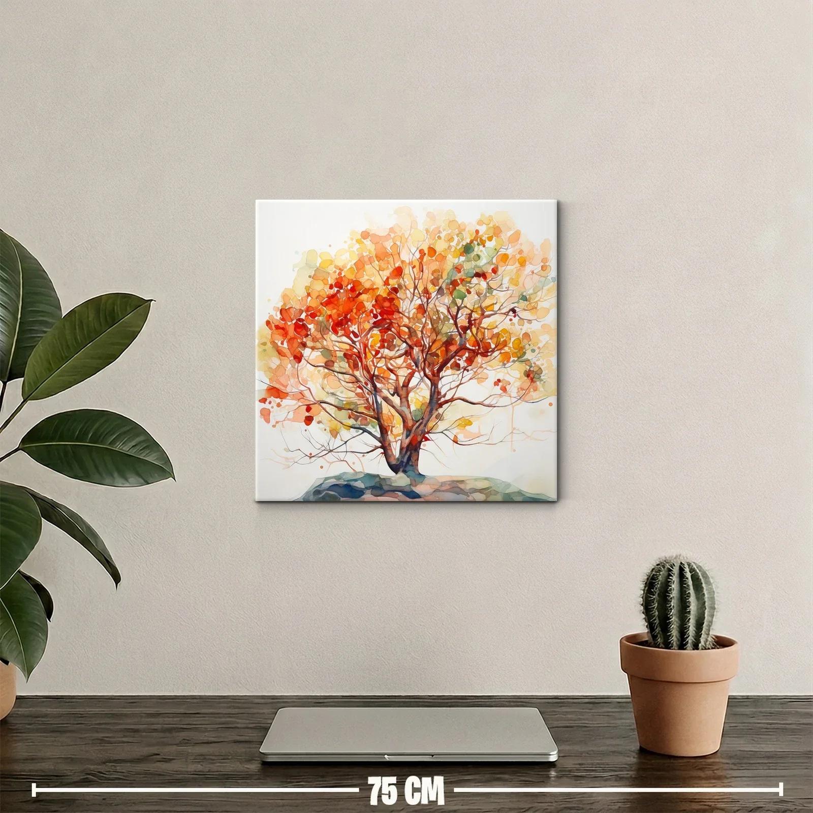 Árbol otoñal con cálidos tonos anaranjados y rojos vibrantes — miniatura 2