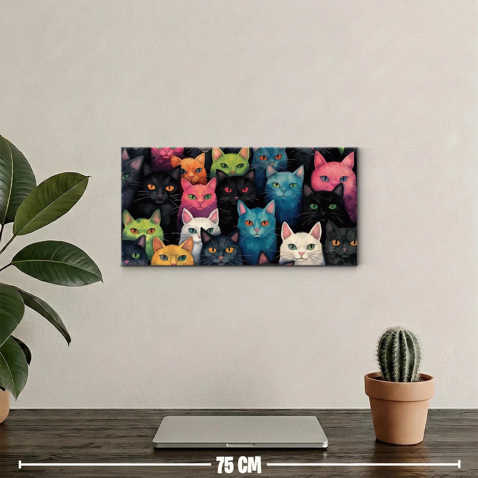 Cuadro grupo de gatos de colores en patrón compacto — miniatura 2