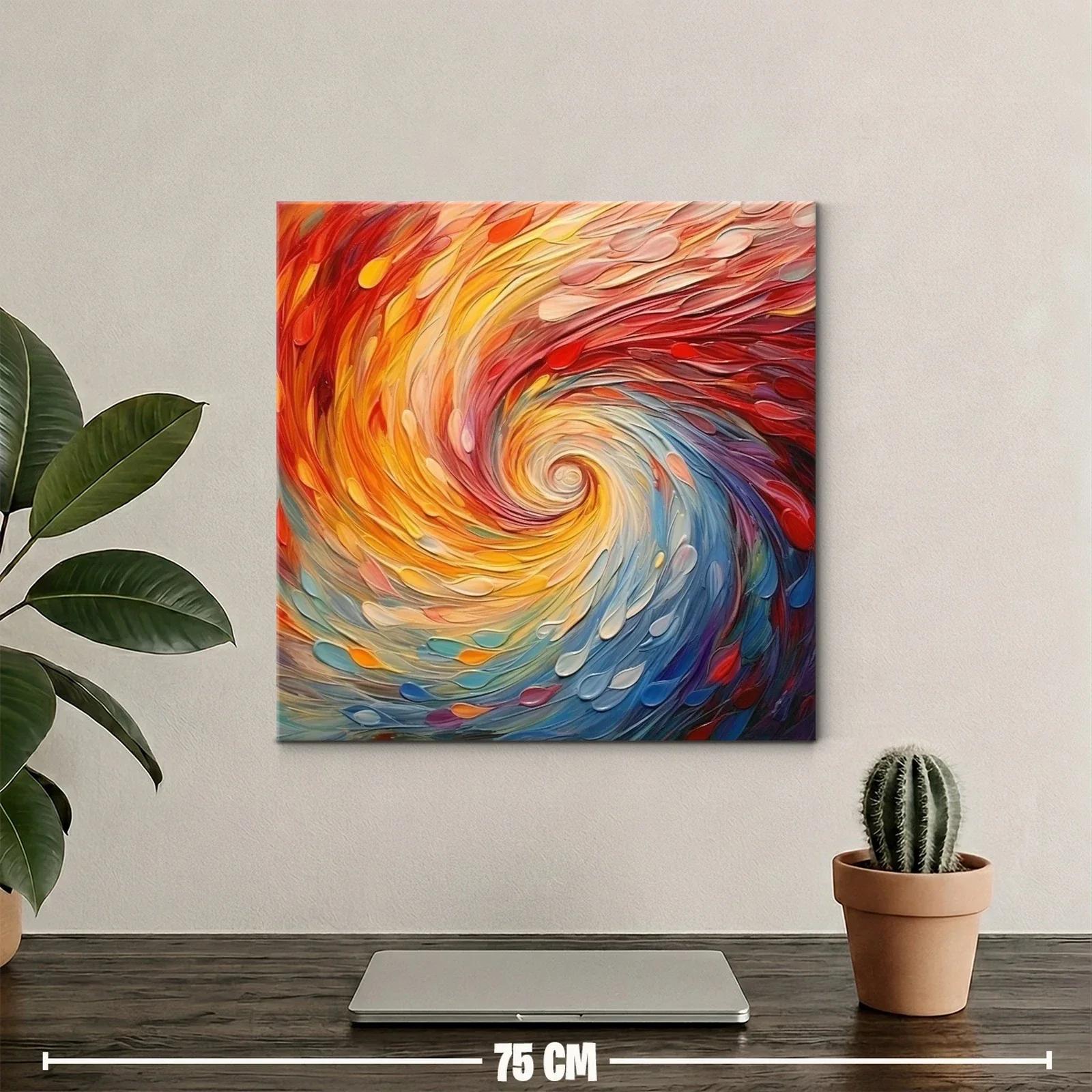 Cuadro abstracto en espiral con vibrantes tonos cálidos y fríos — miniatura 2