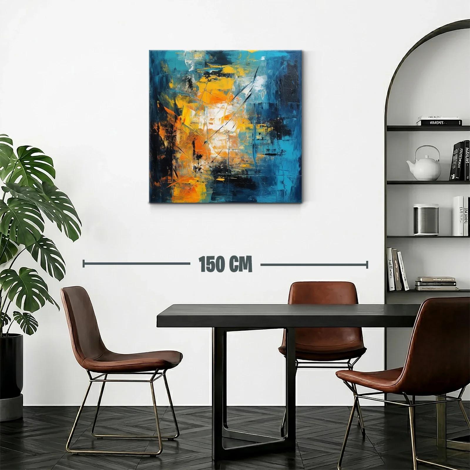 Cuadro abstracto con vibrantes tonos azul y amarillo — miniatura 2
