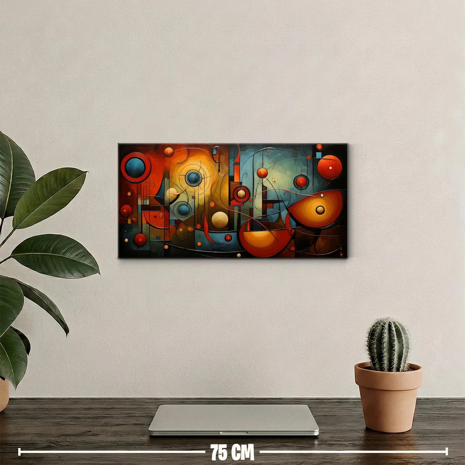 Cuadro abstracto geométrico con esferas en capas — miniatura 2