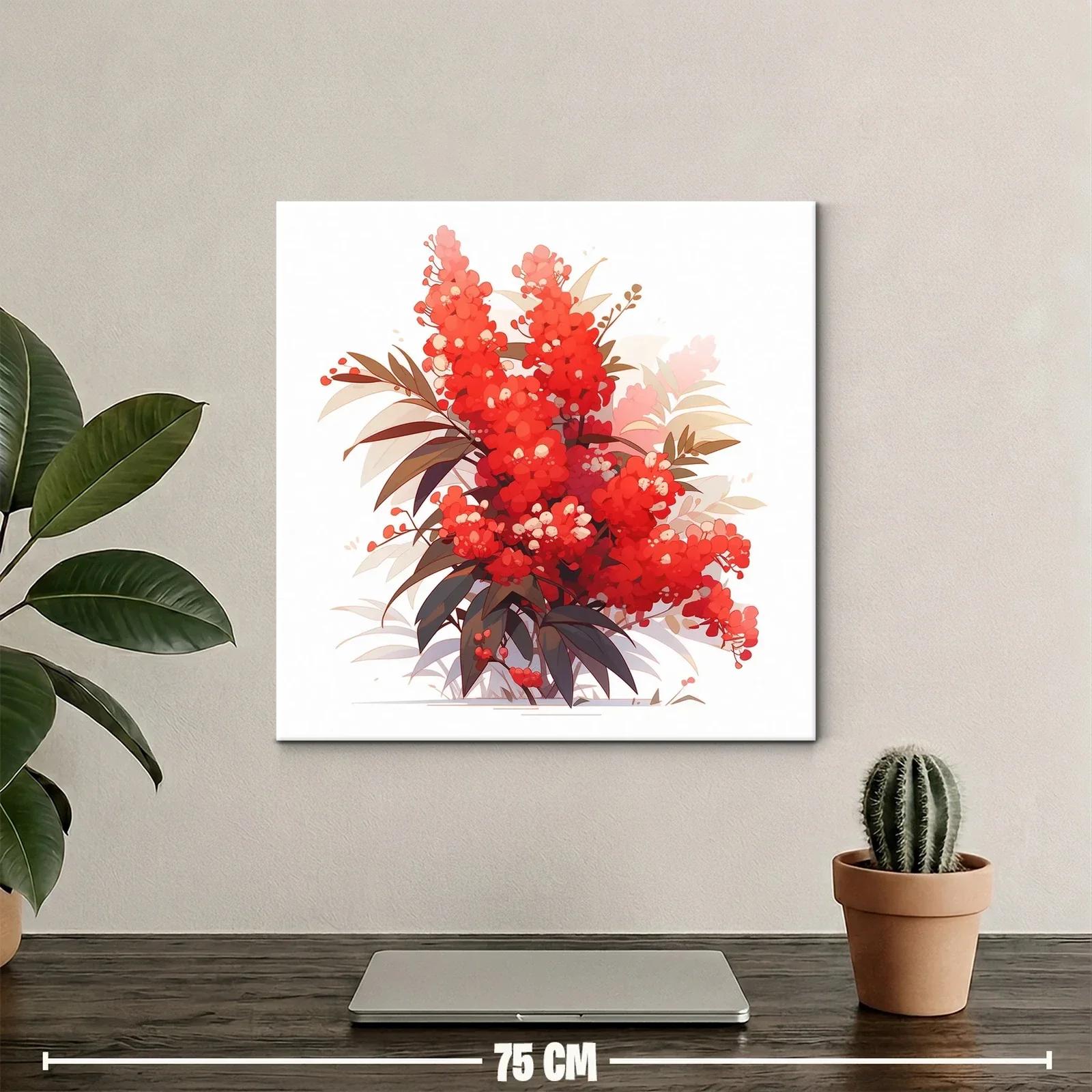Ramillete de flores rojas vibrantes con hojas delicadas — miniatura 2