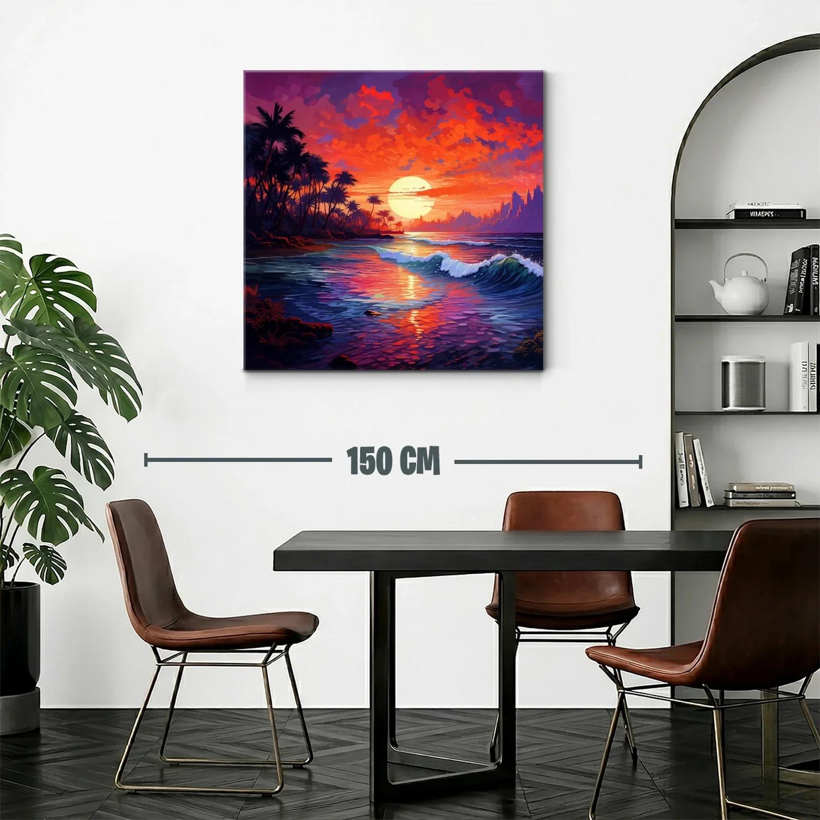 Atardecer vibrante sobre la costa tropical con palmeras — miniatura 2