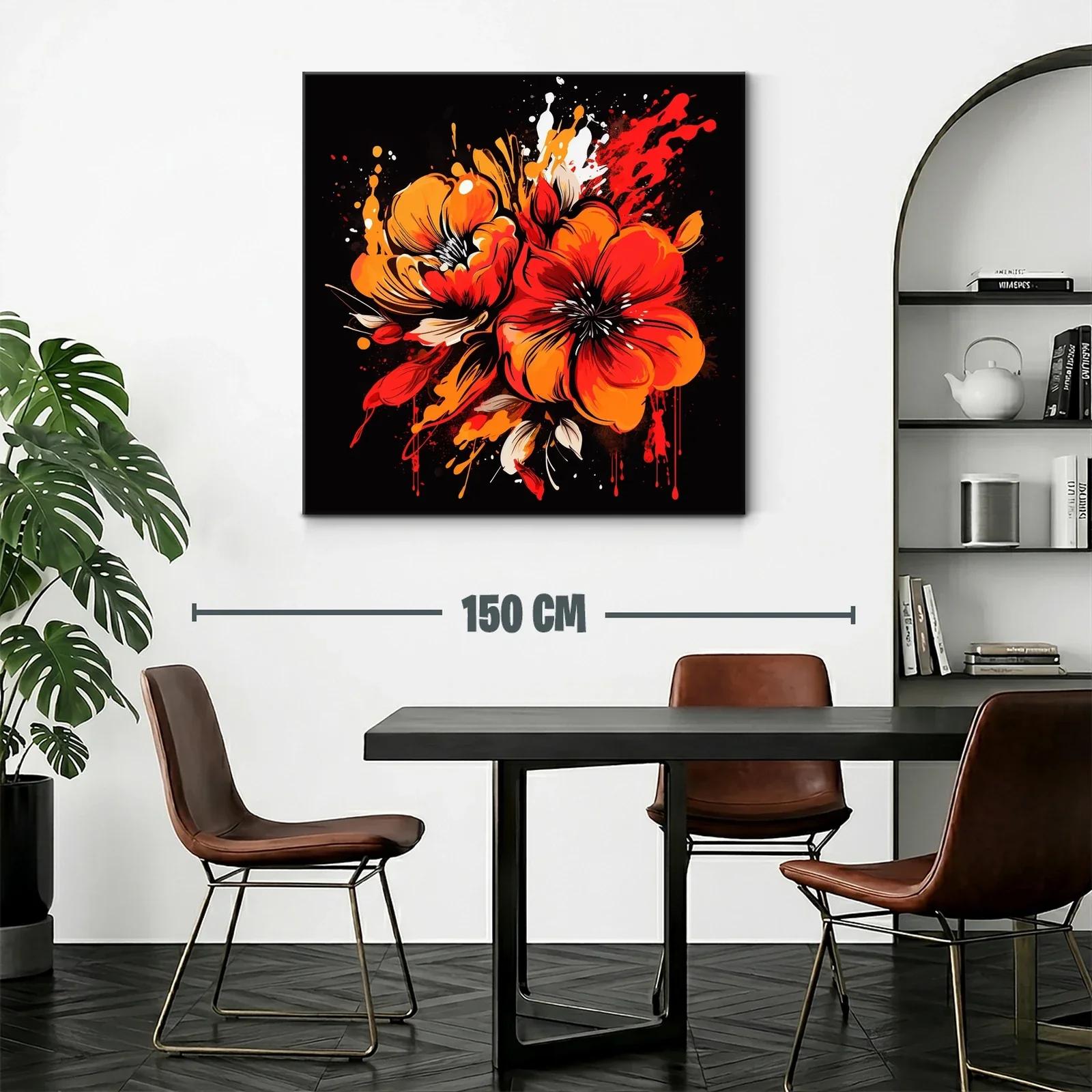 Flores vibrantes en tonos rojos y naranjas sobre fondo oscuro — miniatura 2