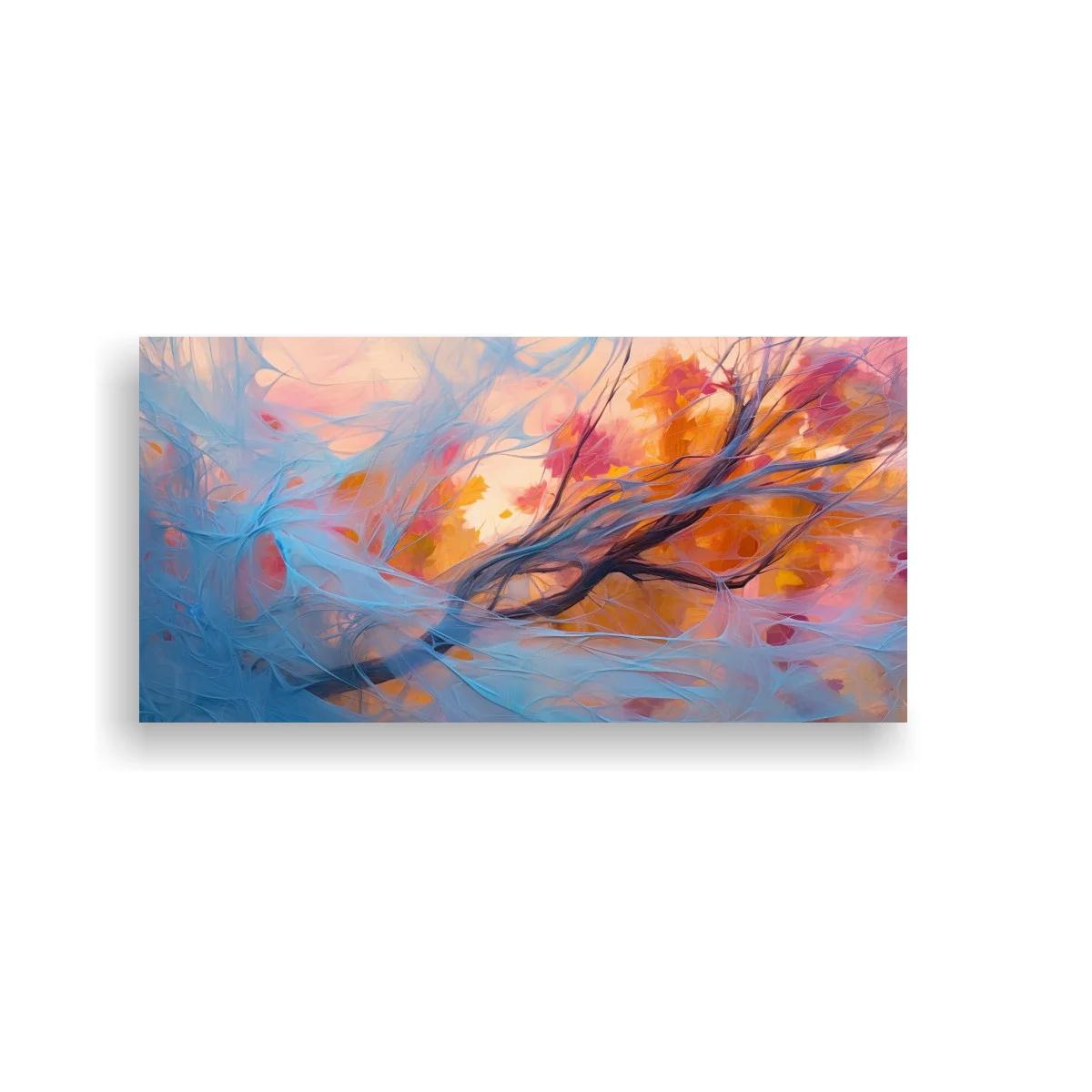Cuadro rama de árbol con velos azules y toques rosados — imagen principal
