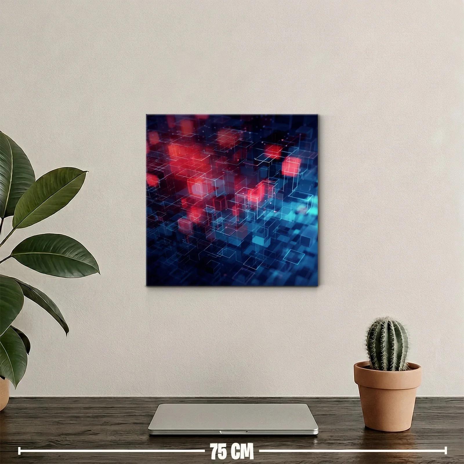 Composición abstracta con cubos brillantes rojos y azules — miniatura 2