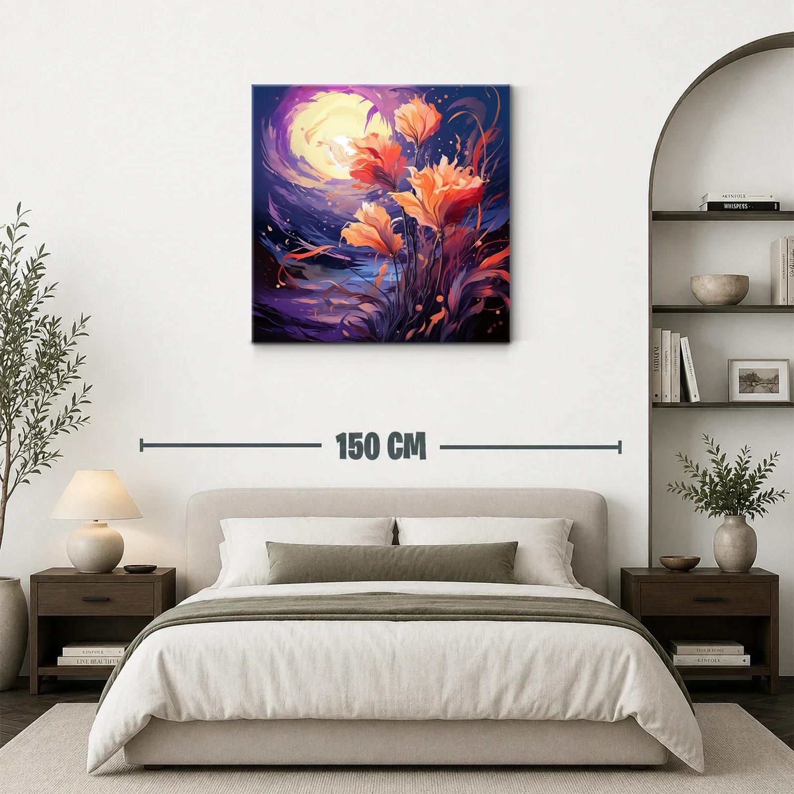 Flores vibrantes bajo un cielo nocturno iluminado — miniatura 3