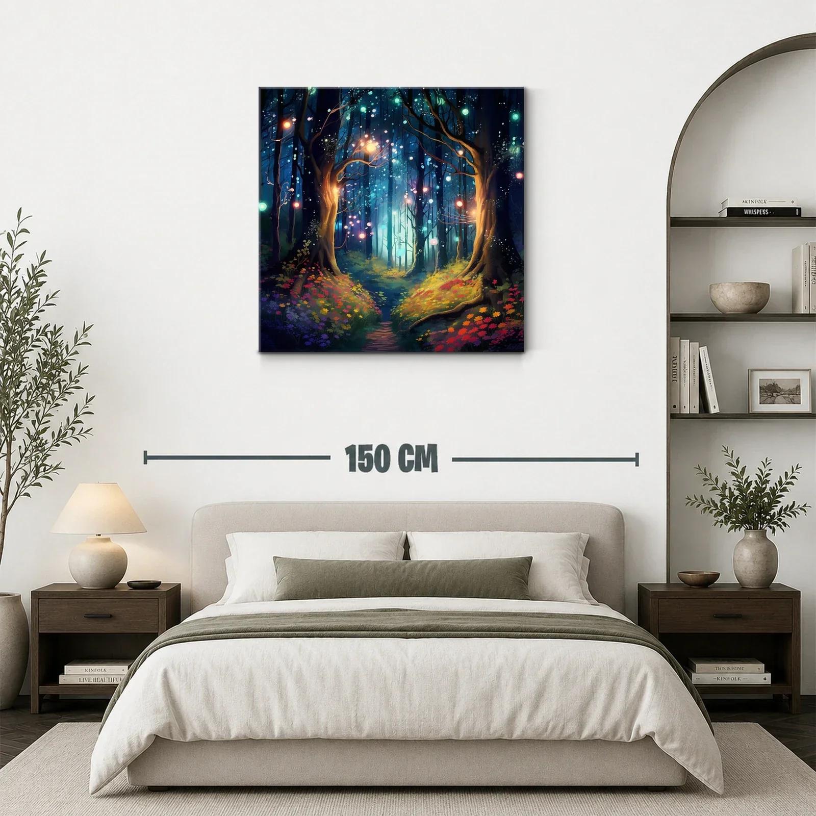 Bosque encantado con luces mágicas y flores vibrantes — miniatura 3