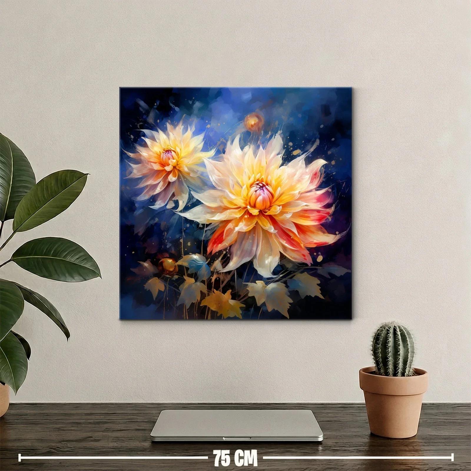 Flores en tonos cálidos con fondo azul profundo y vibrante — miniatura 2