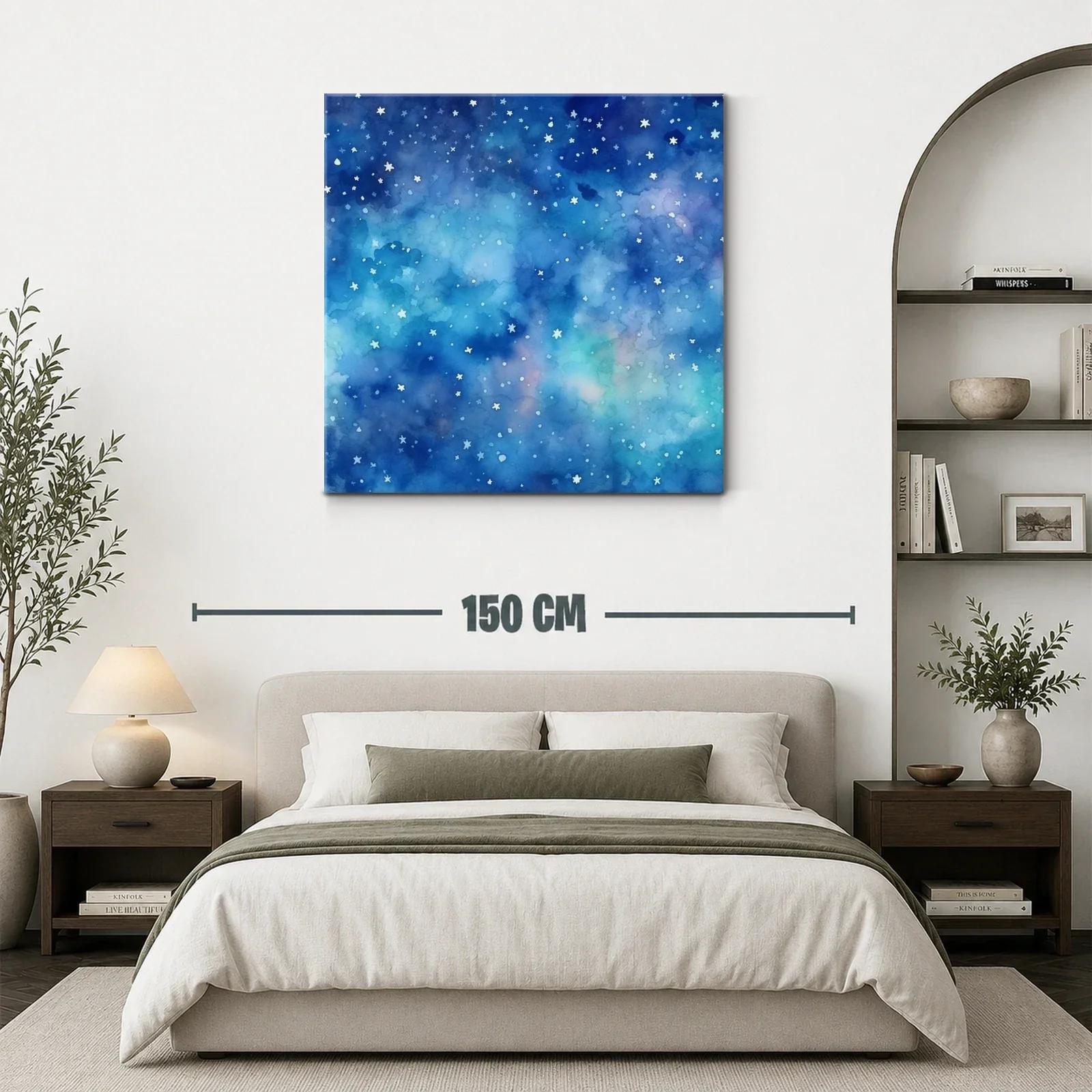 Cuadro abstracto con cielo estrellado y tonos azules — miniatura 3