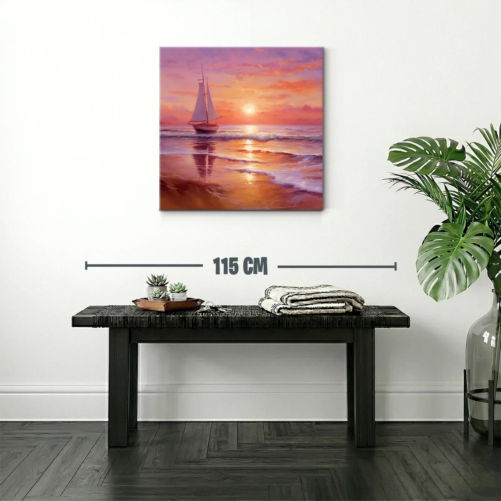 Atardecer sereno con velero navegando en mar tranquilo — miniatura 2