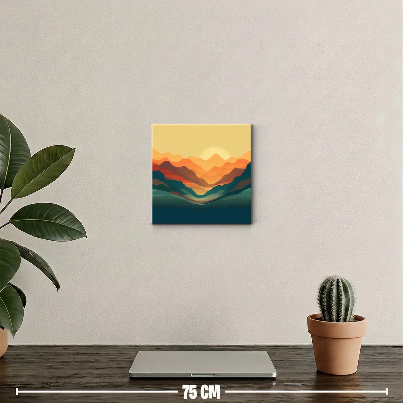 Paisaje abstracto de montañas al atardecer con colores cálidos — miniatura 2