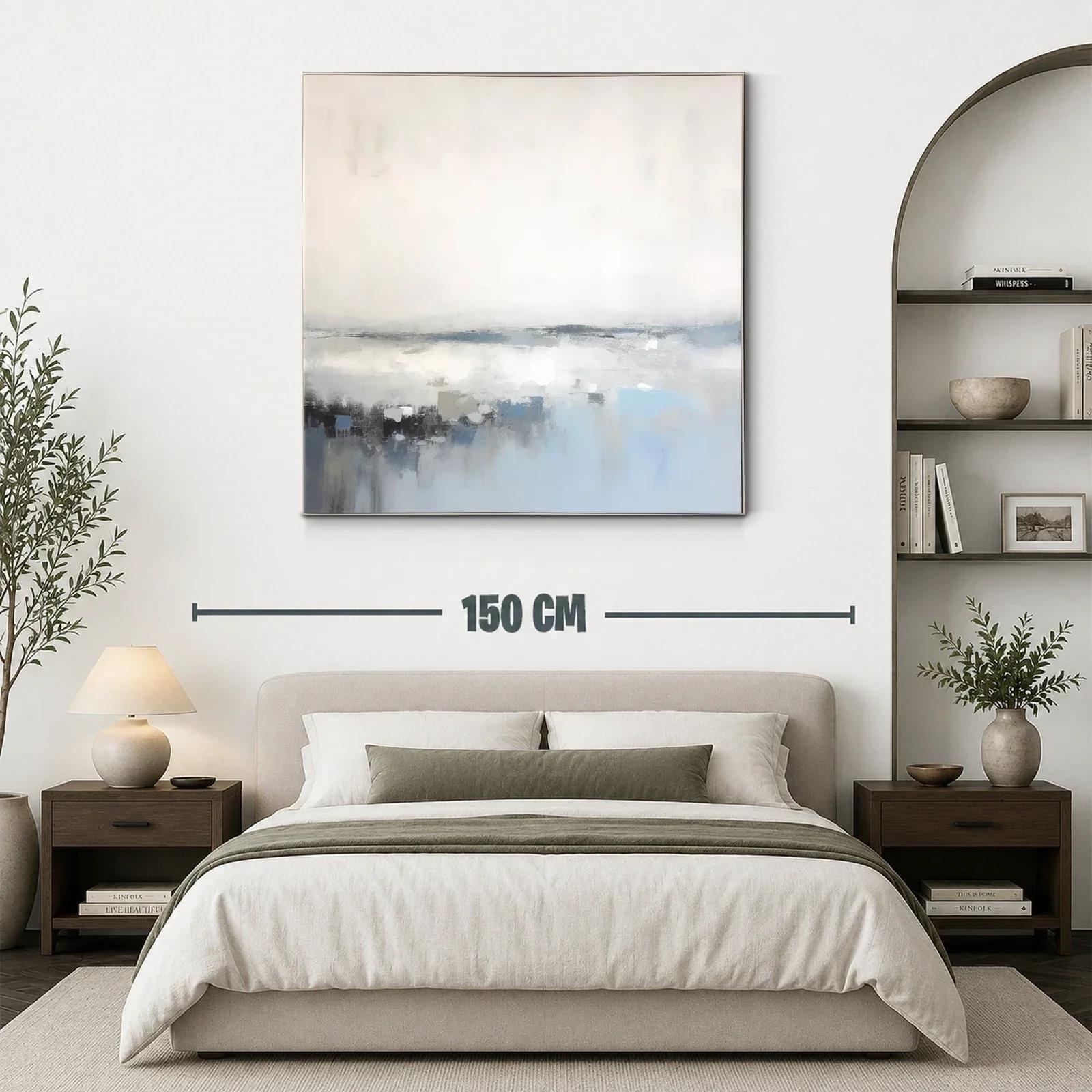 Cuadro abstracto en tonos suaves azules y grises — miniatura 3