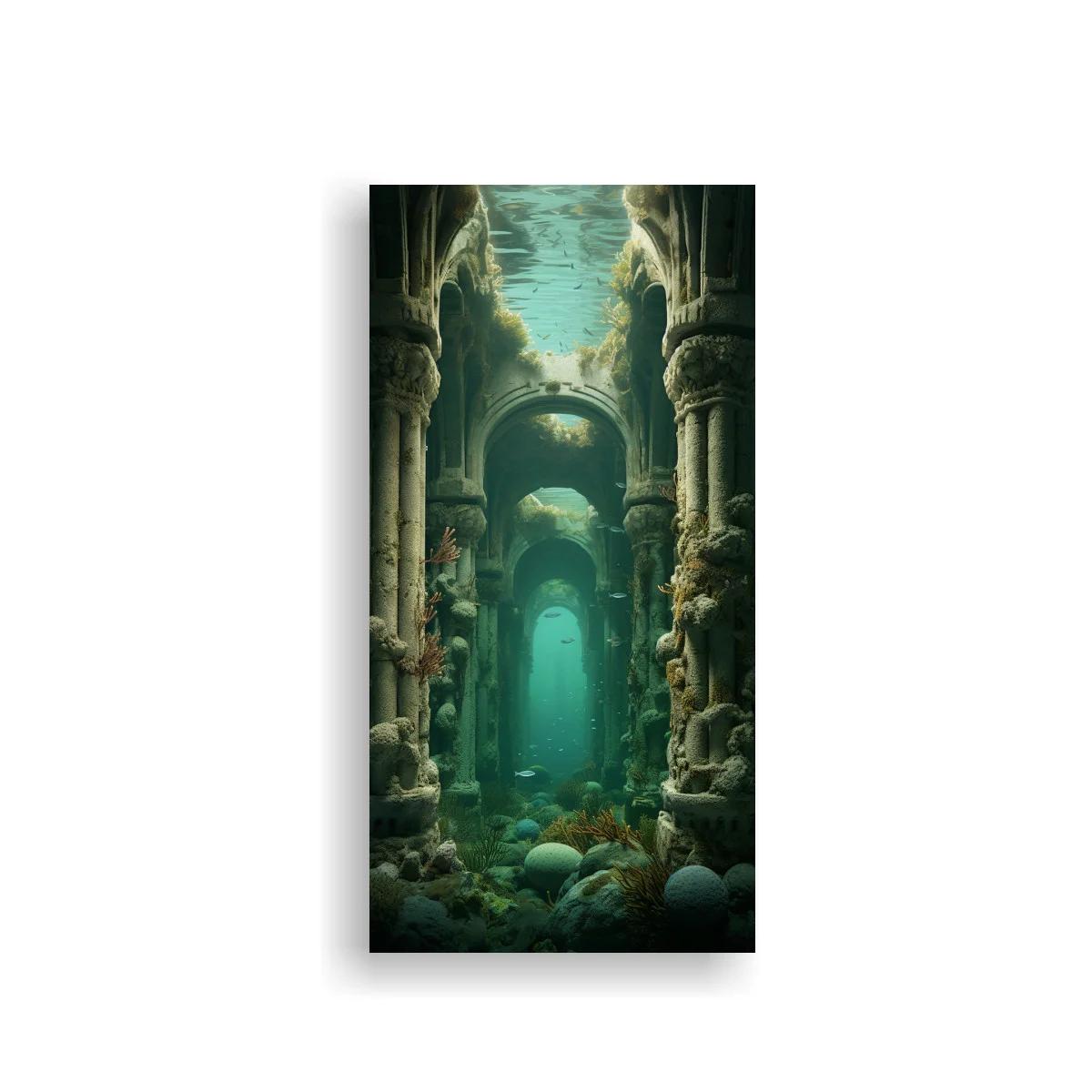 Cuadro ruinas submarinas con arcos de piedra y luz desde arriba — imagen principal