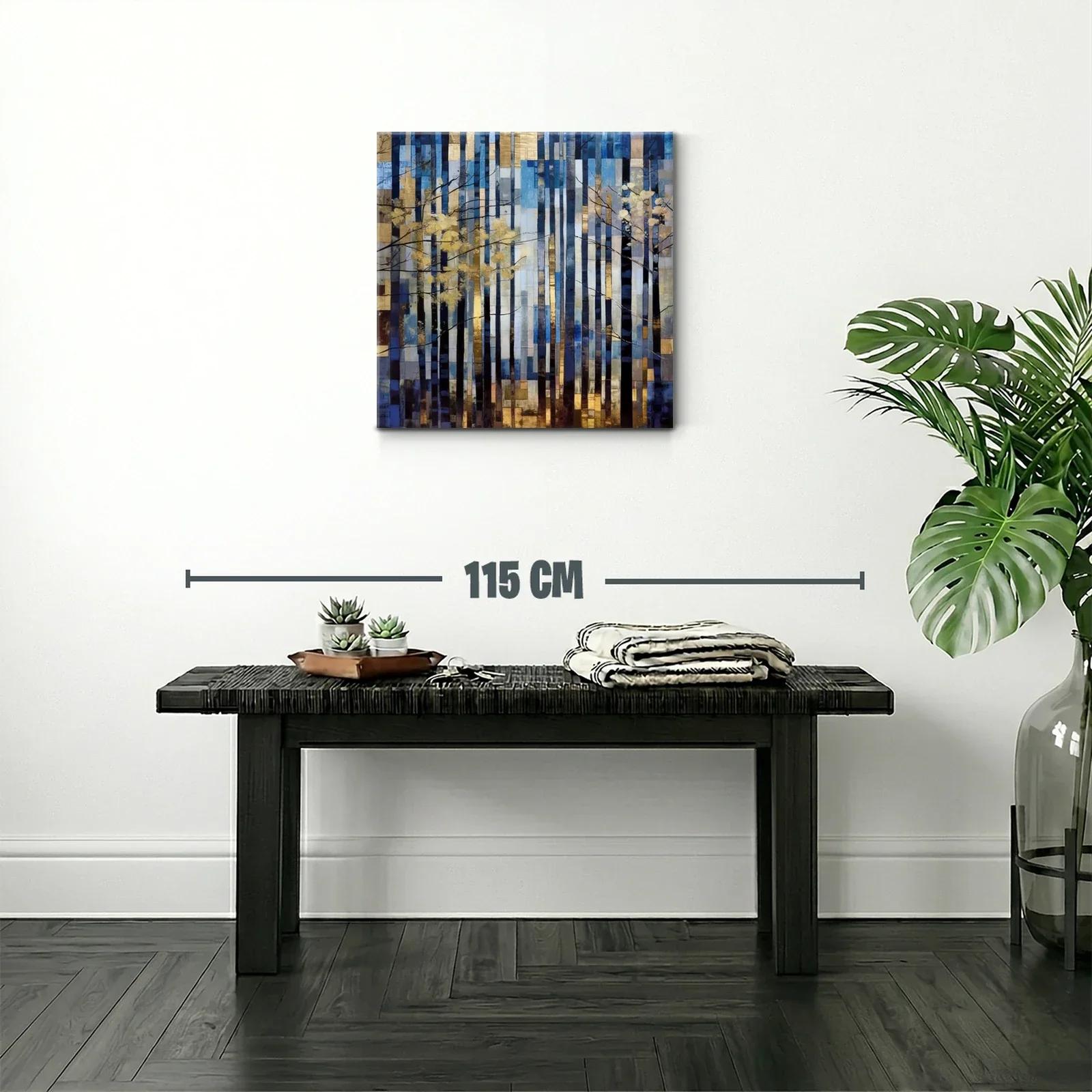 Bosque abstracto con tonos dorados y azules en líneas verticales — miniatura 2