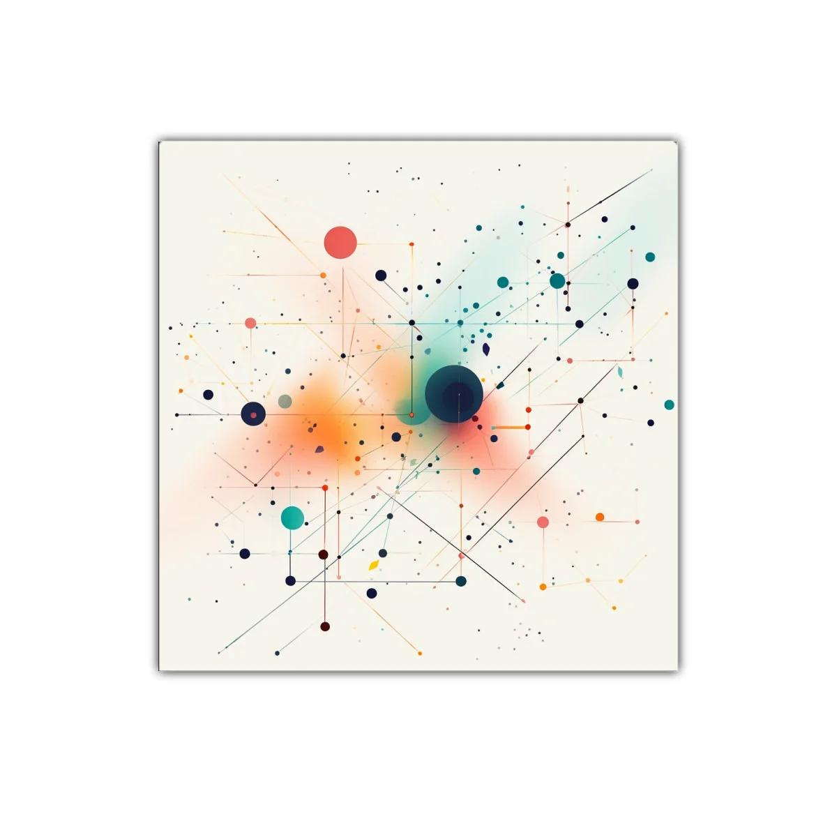 Cuadro abstracto con conexión de puntos y líneas coloridas — imagen principal