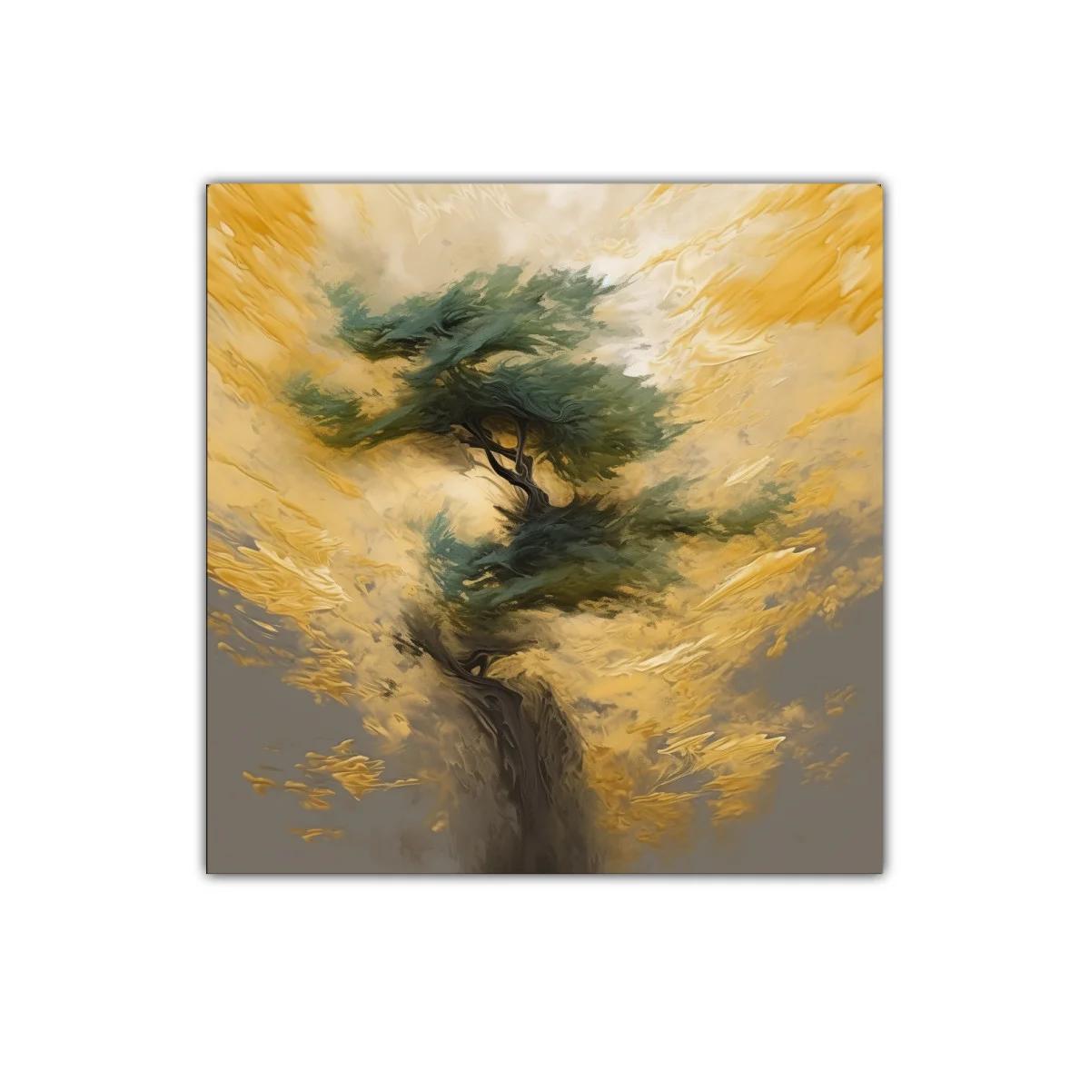 Árbol en tonos dorados con atmósfera etérea y vibrante — miniatura 1