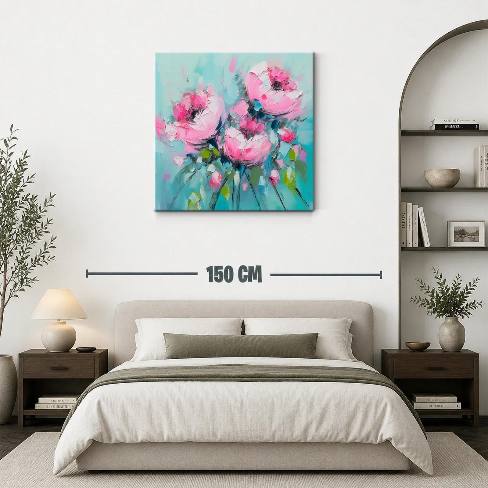 Flores rosas vibrantes sobre fondo turquesa suave — miniatura 3