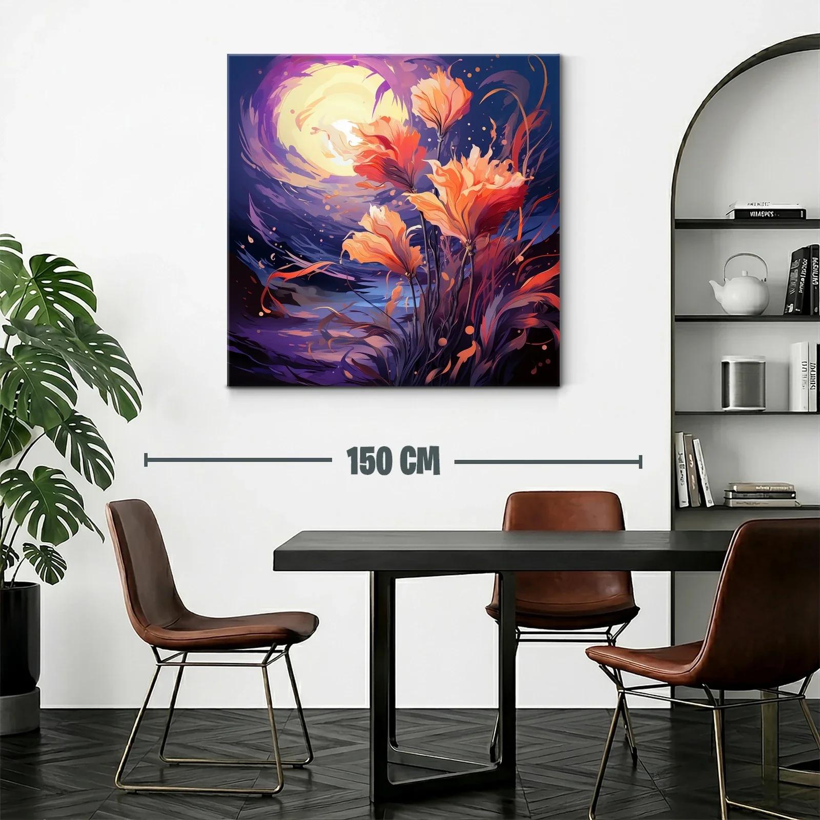 Flores vibrantes bajo un cielo nocturno iluminado — miniatura 2