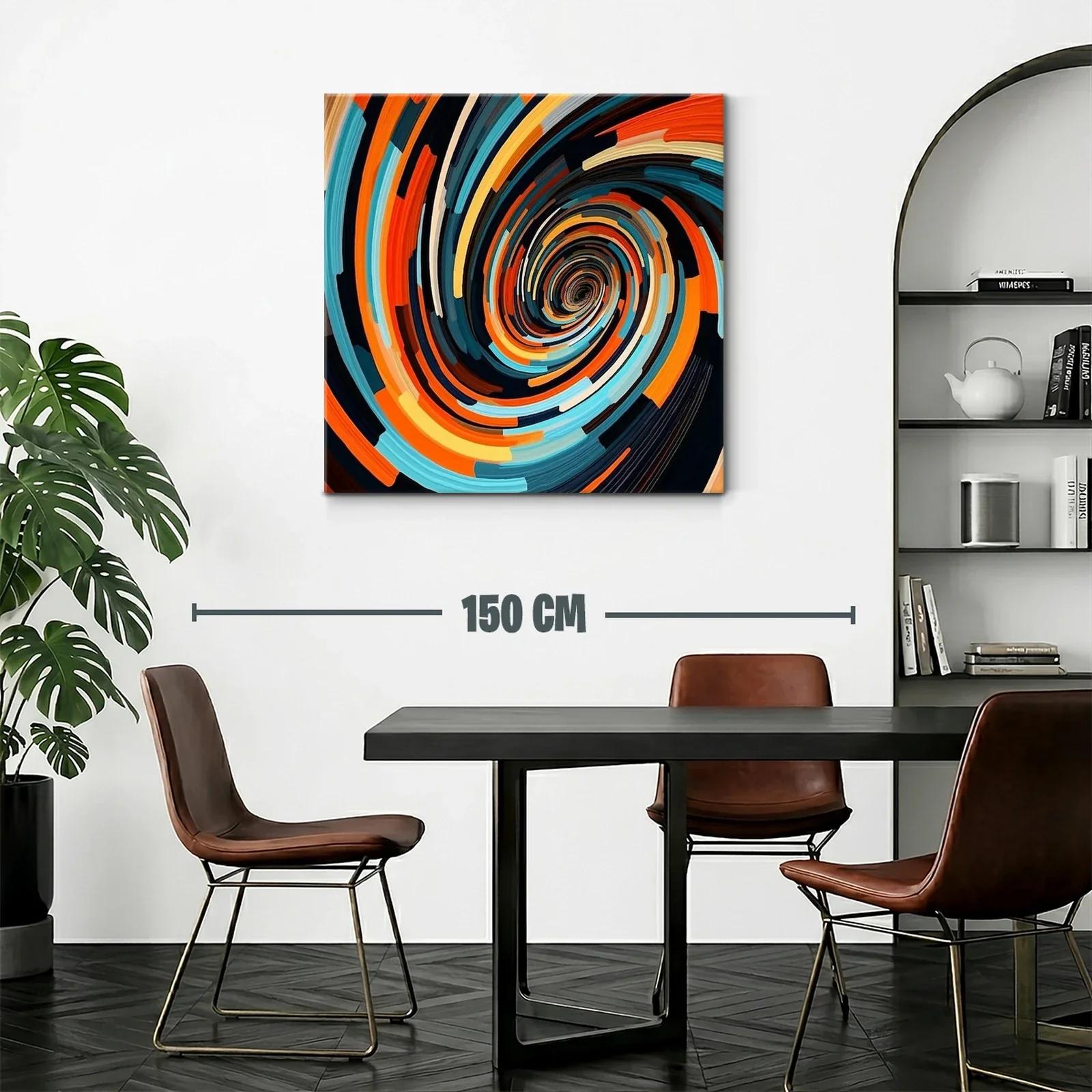 Cuadro abstracto en espiral con vibrantes tonos cálidos y fríos — miniatura 2