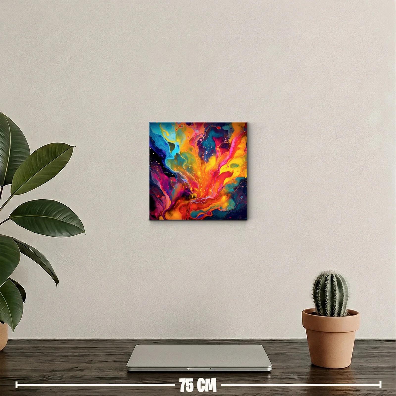 Cuadro abstracto vibrante con explosión de colores intensos — miniatura 2