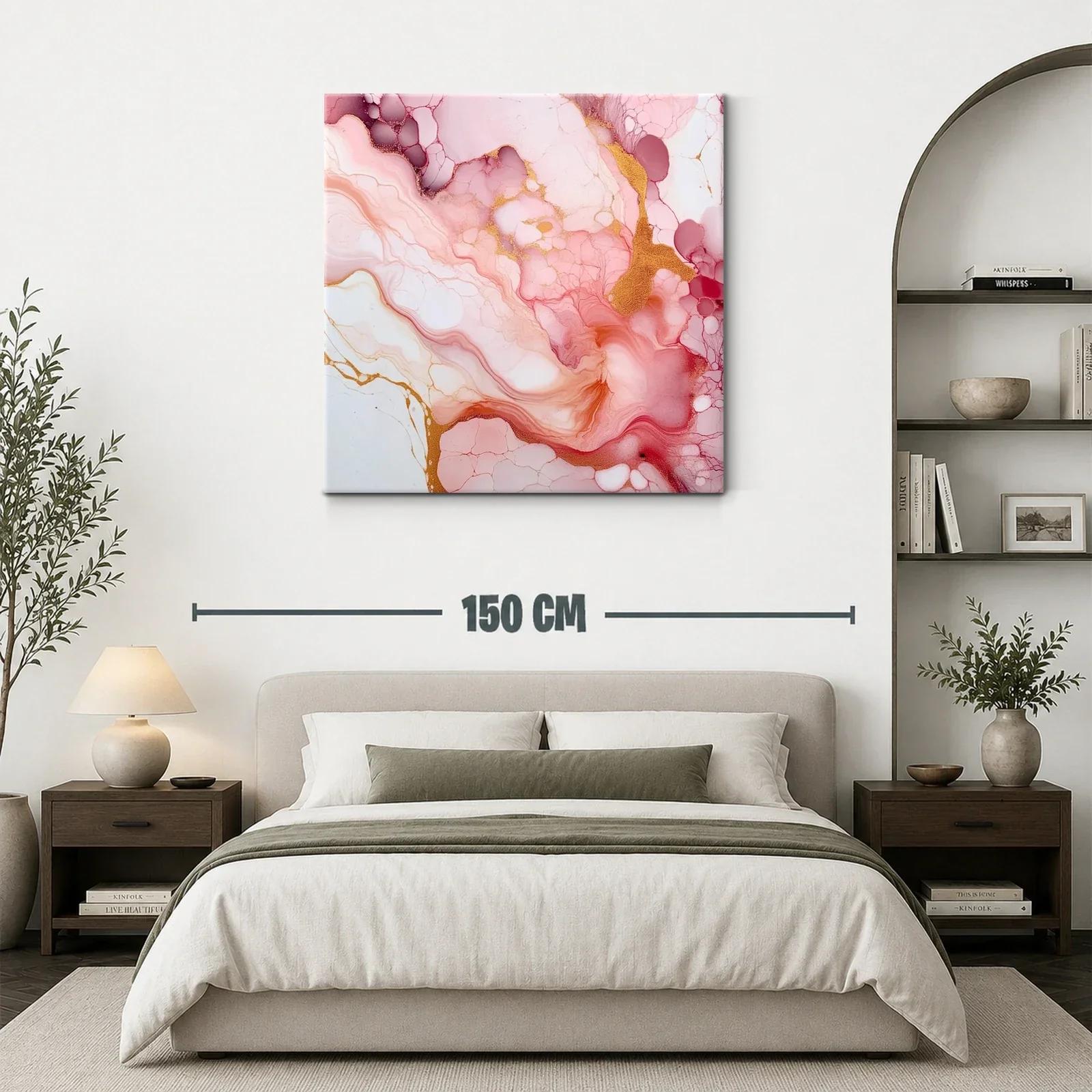 Abstracto fluido en tonos rosa con detalles dorados — miniatura 3