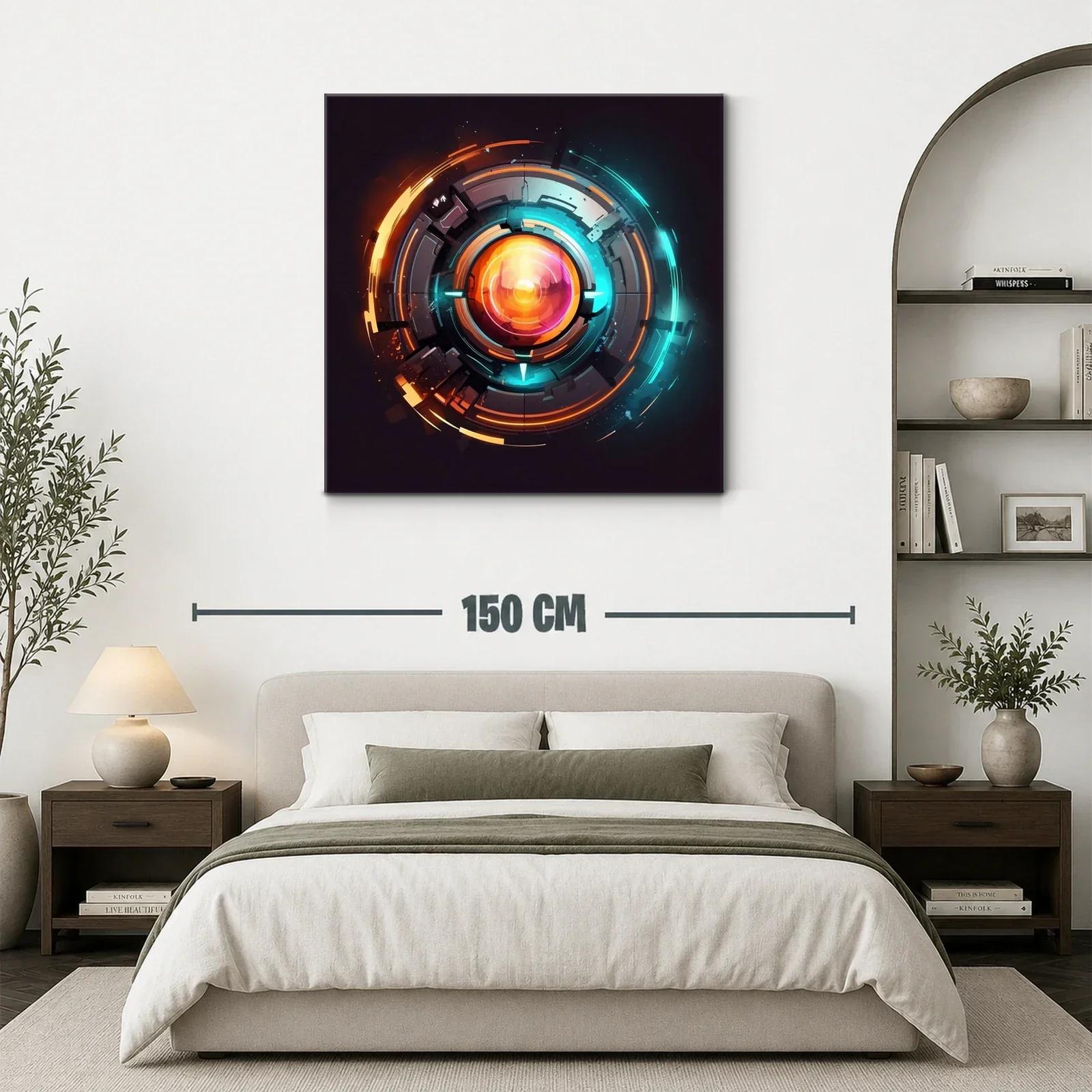 Cuadro abstracto de círculos tecnológicos vibrantes — miniatura 3