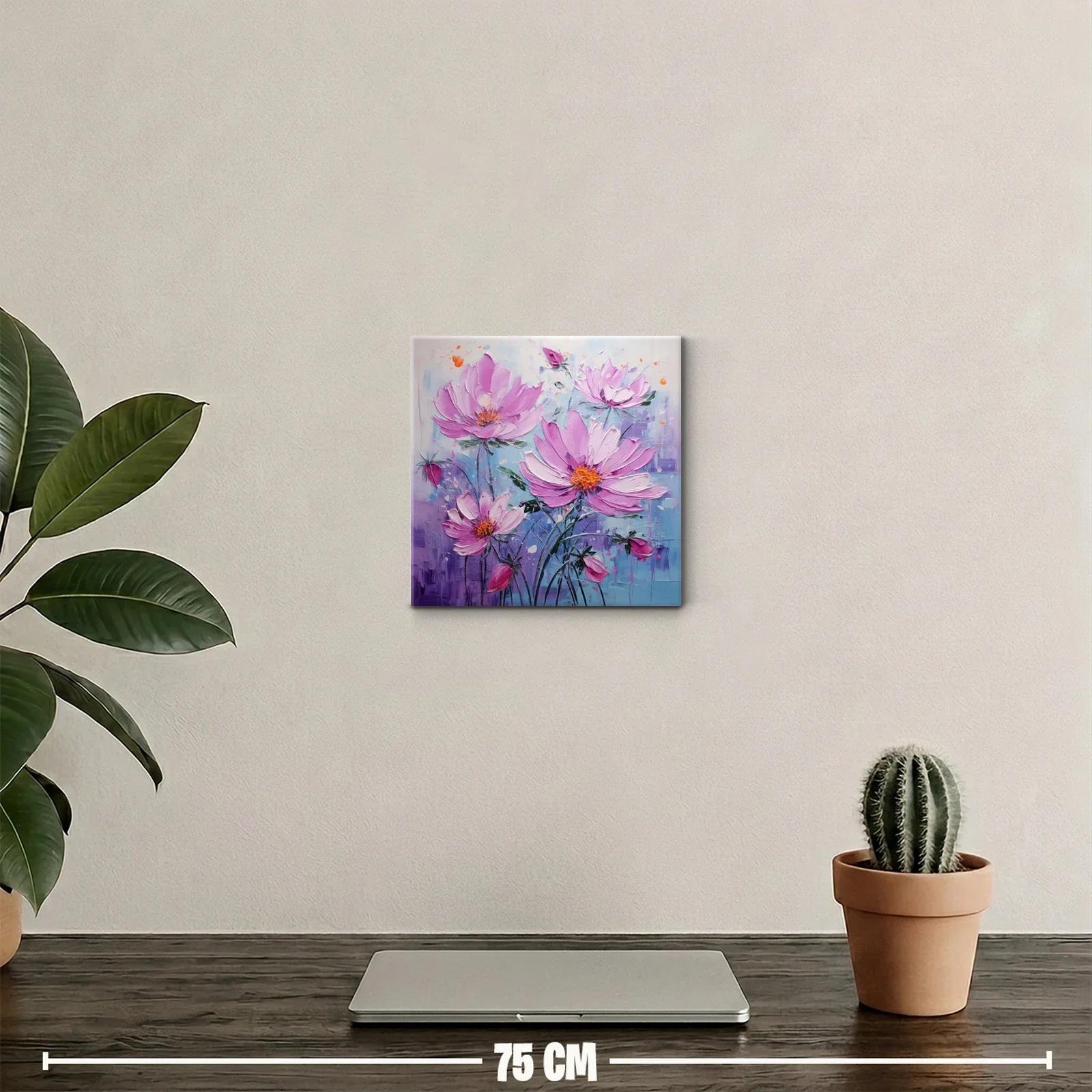 Cuadro floral con delicadas flores rosas vibrantes — miniatura 2