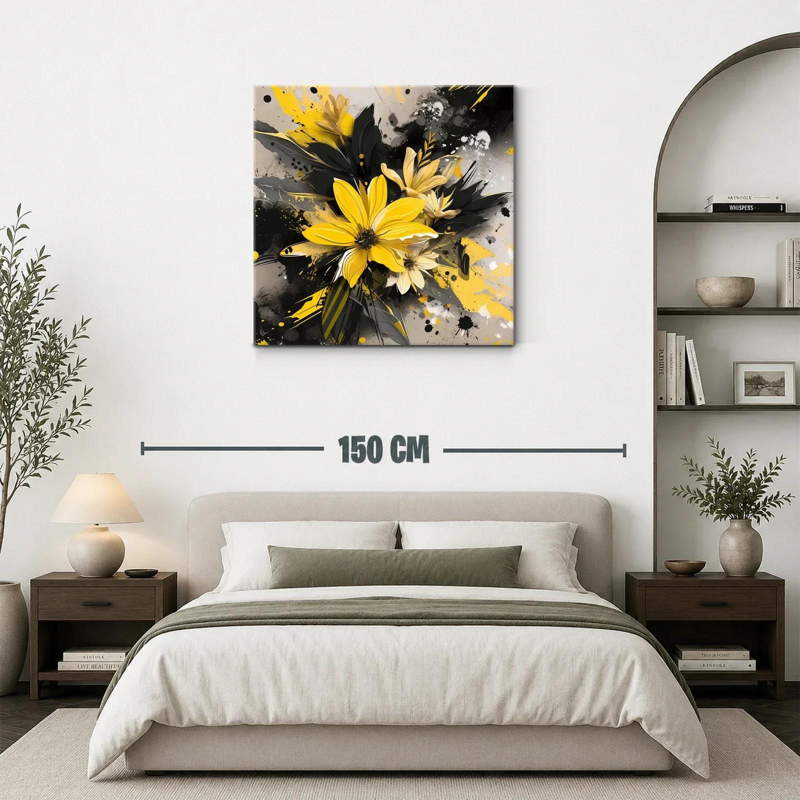Flores vibrantes en tonos amarillos y negros modernos — miniatura 3