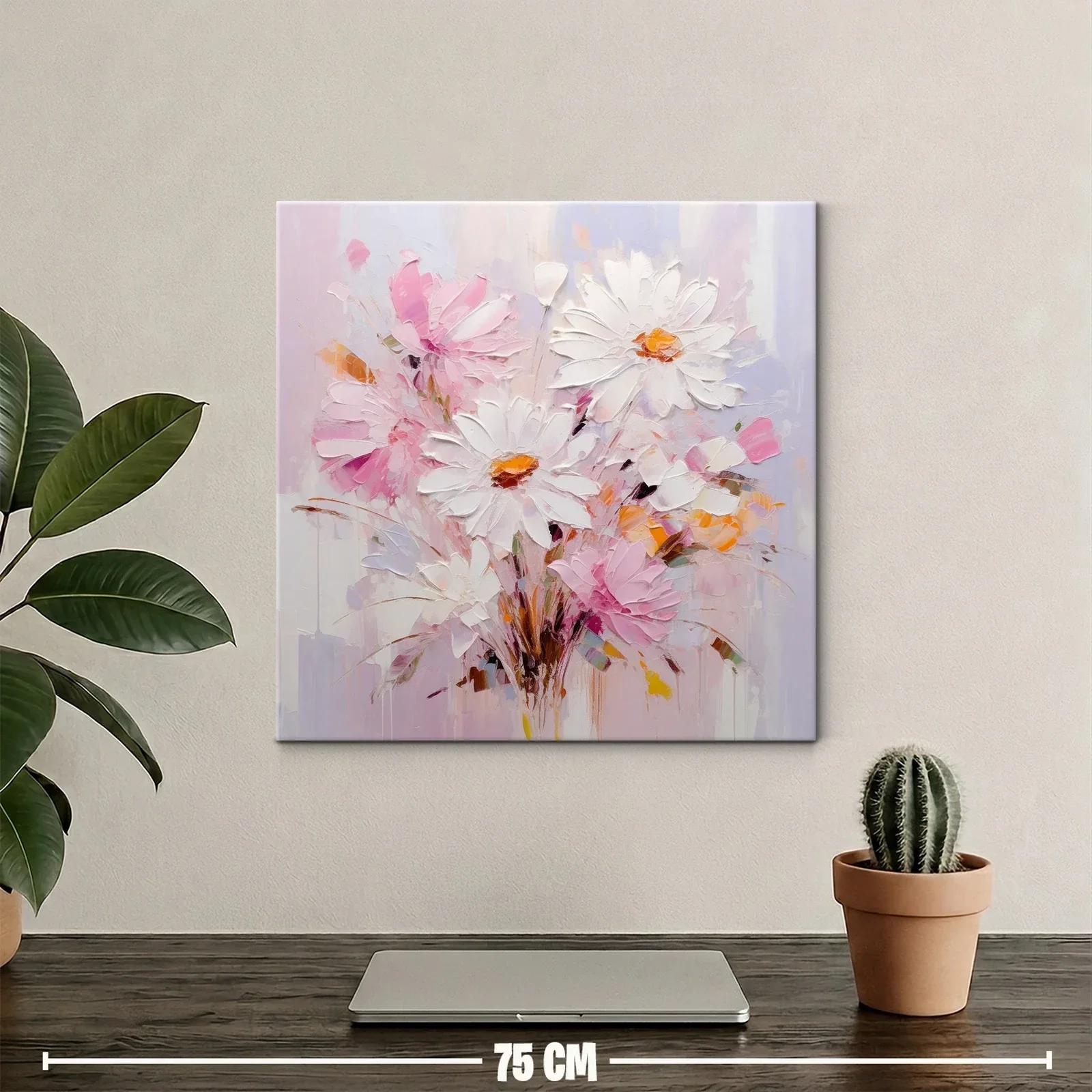 Cuadro floral con margaritas en tonos suaves y delicados — miniatura 2