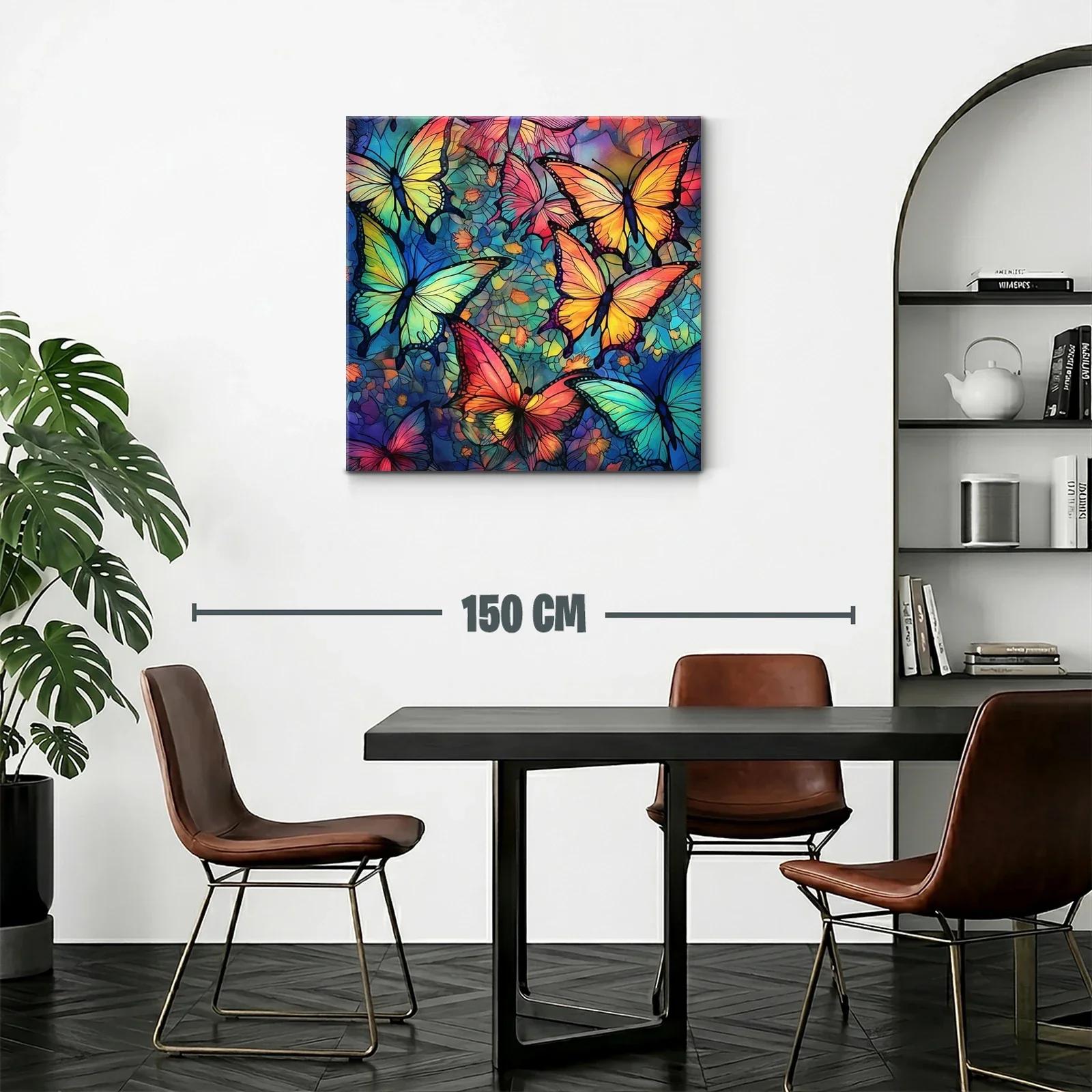 Cuadro con mariposas en vibrantes tonos azul y naranja — miniatura 2