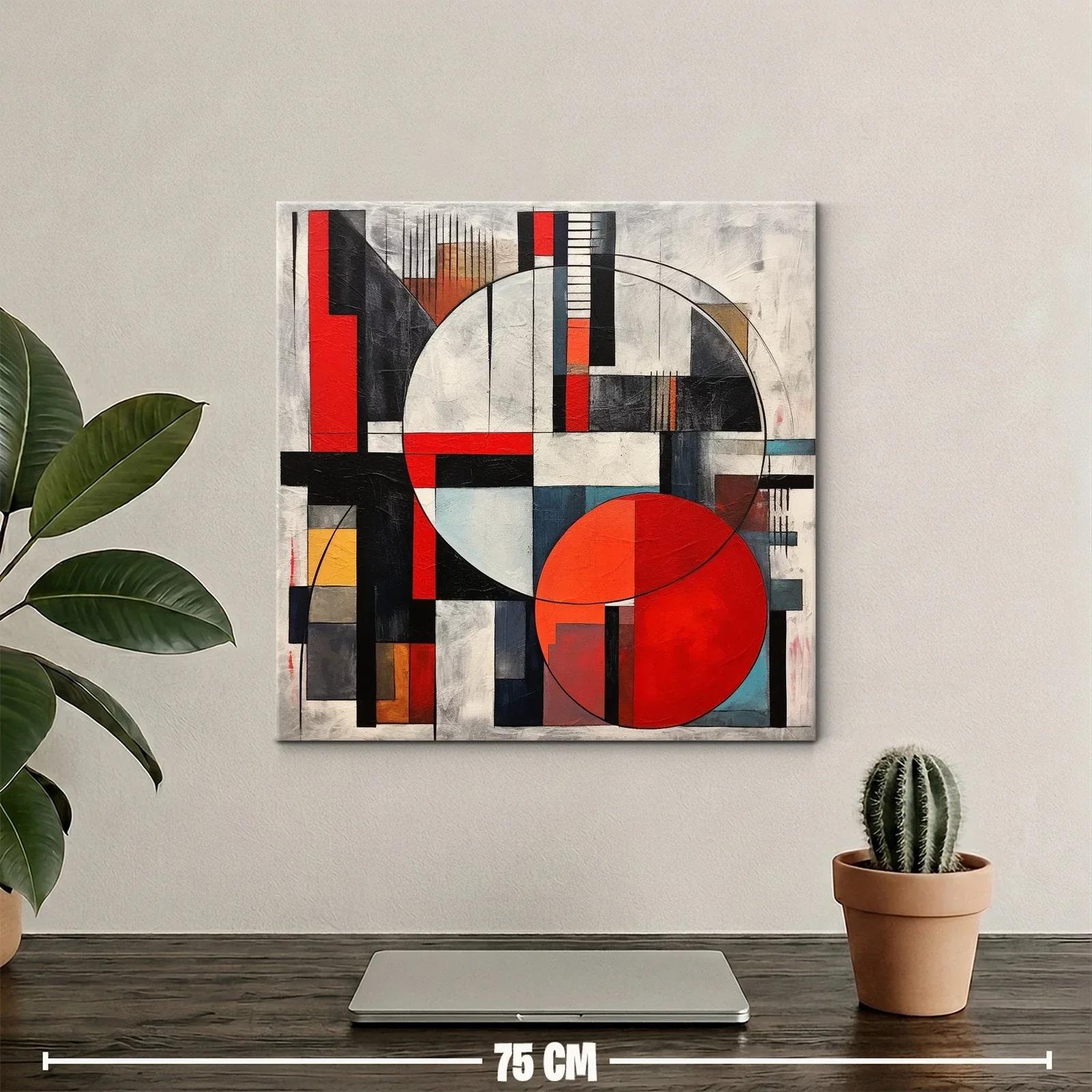 Composición geométrica con círculos y líneas en rojo y negro — miniatura 2