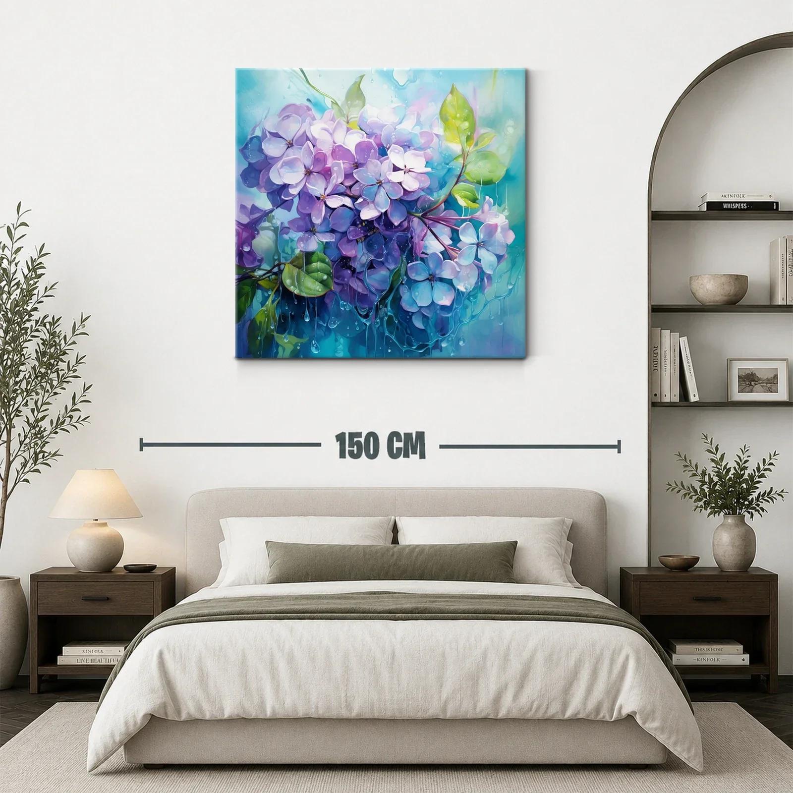 Ramillete de flores lilas con gotas de agua fresca — miniatura 3
