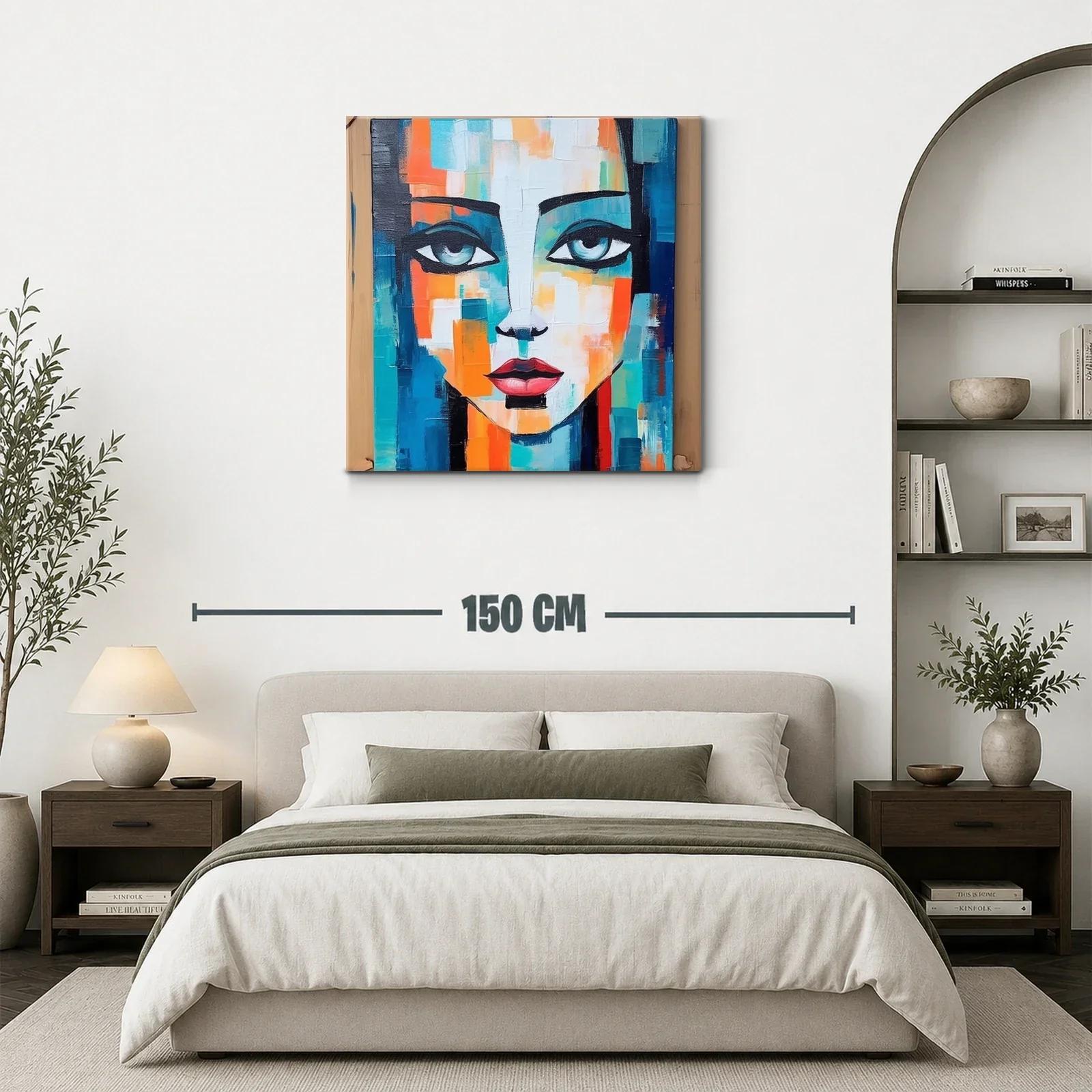 Rostro femenino vibrante con tonos azul y naranja — miniatura 3