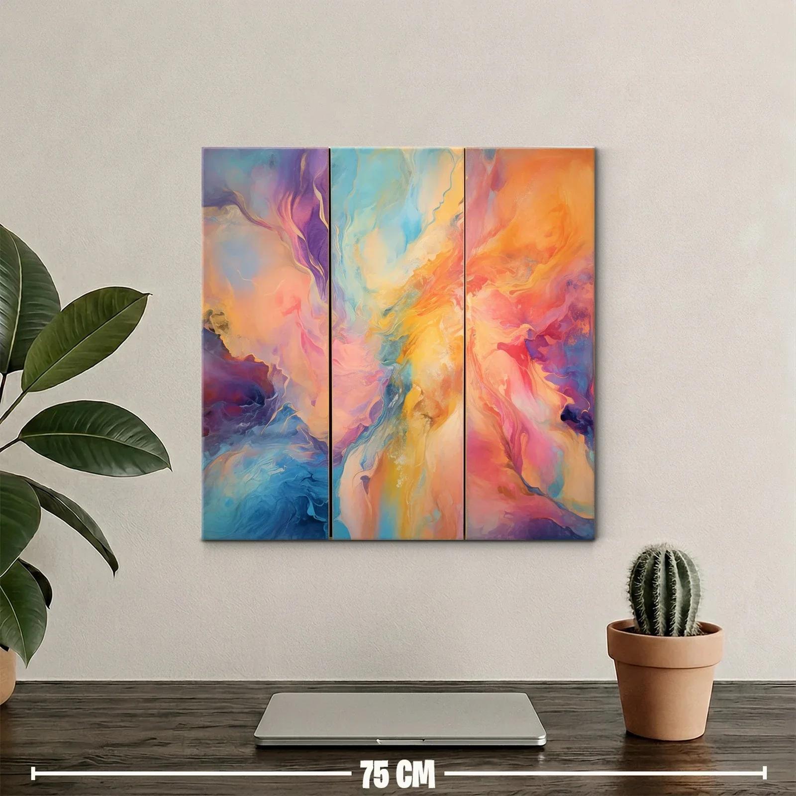Cuadro abstracto en tonos cálidos y fríos vibrantes — miniatura 2