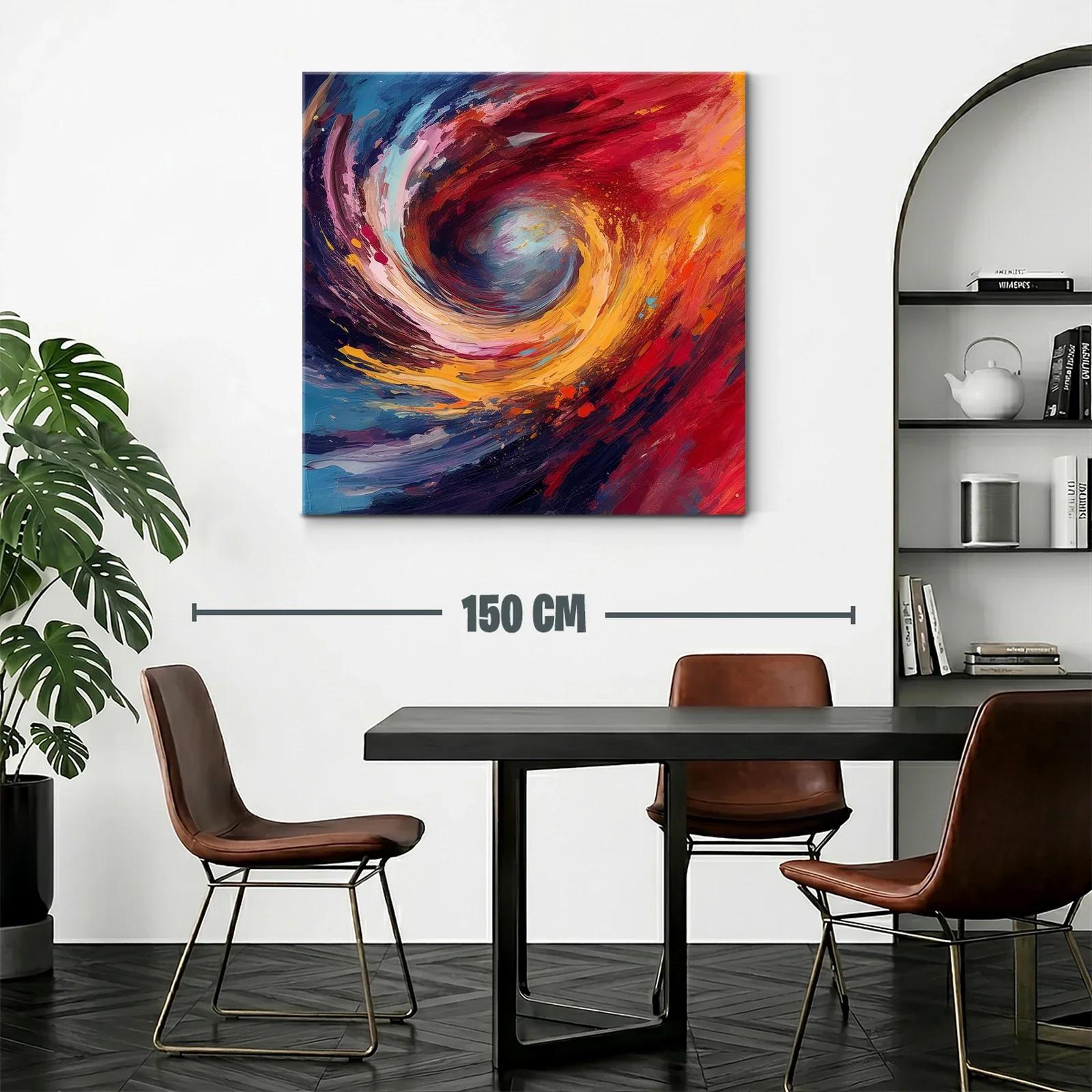 Cuadro abstracto remolino en vibrantes tonos cálidos y fríos — miniatura 2