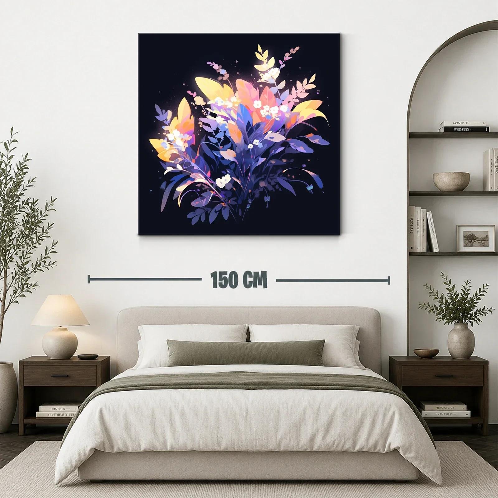 Ramo de flores iluminadas con tonos cálidos y fríos — miniatura 3