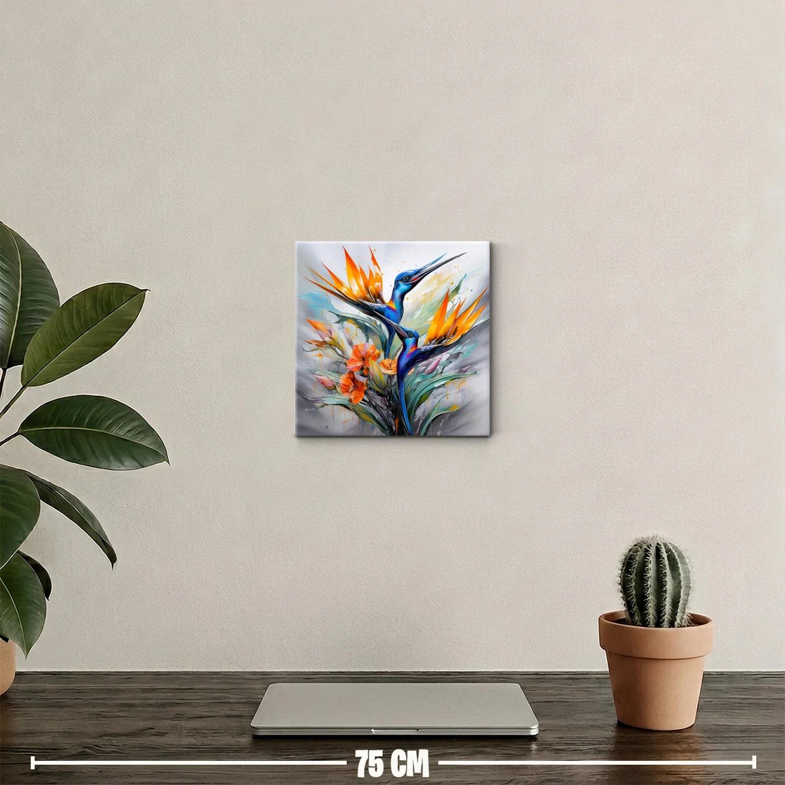 Elegancia vibrante con colibríes y flores exóticas — miniatura 2