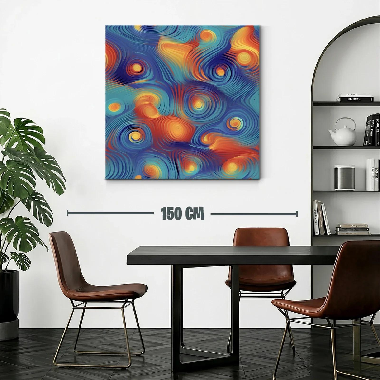 Cuadro abstracto vibrante con espirales y ondas en tonos cálidos — miniatura 2