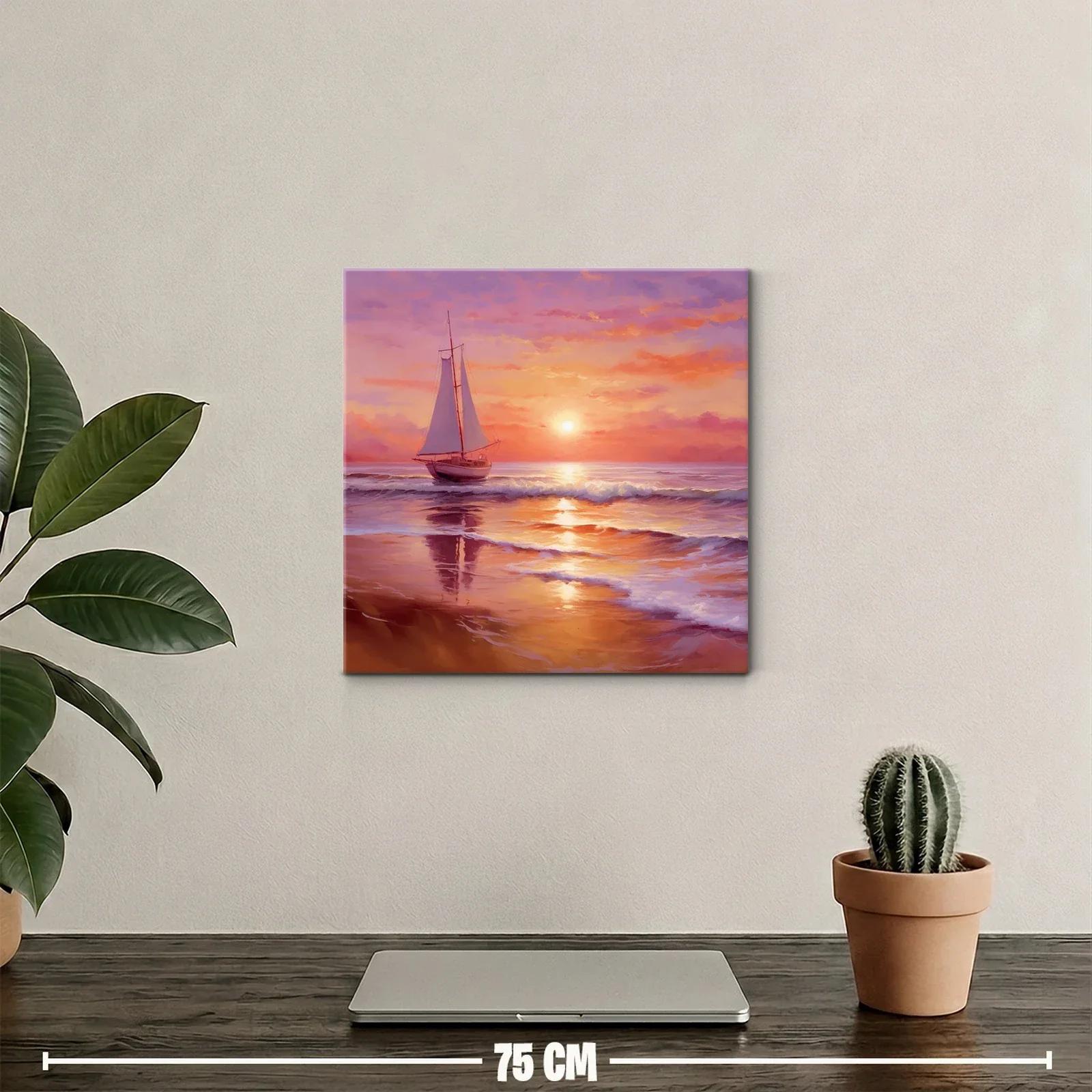 Atardecer sereno con velero navegando en mar tranquilo — miniatura 2