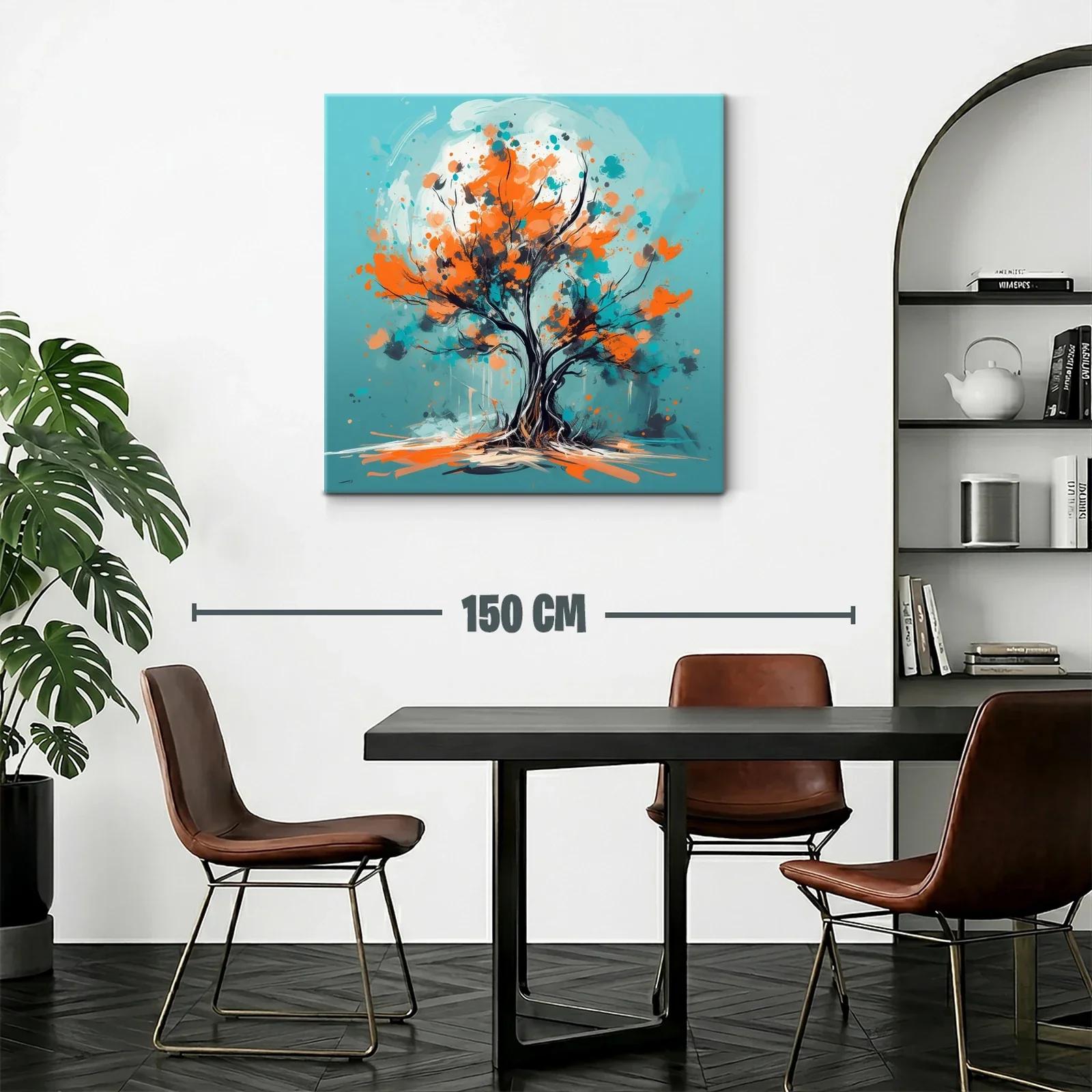 Árbol vibrante con tonos naranjas y turquesas — miniatura 2