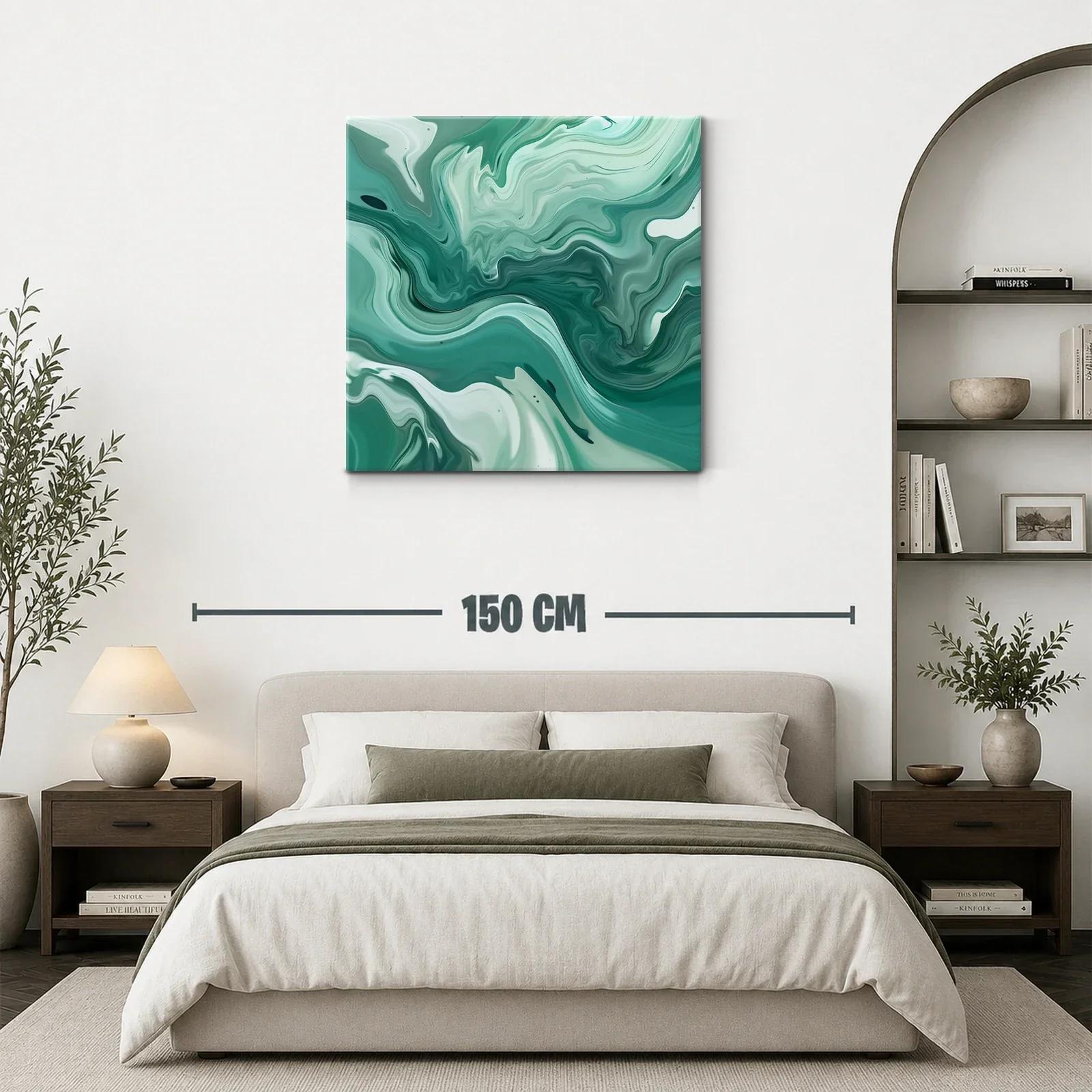 Arte abstracto fluido en tonos verdes y blancos — miniatura 3