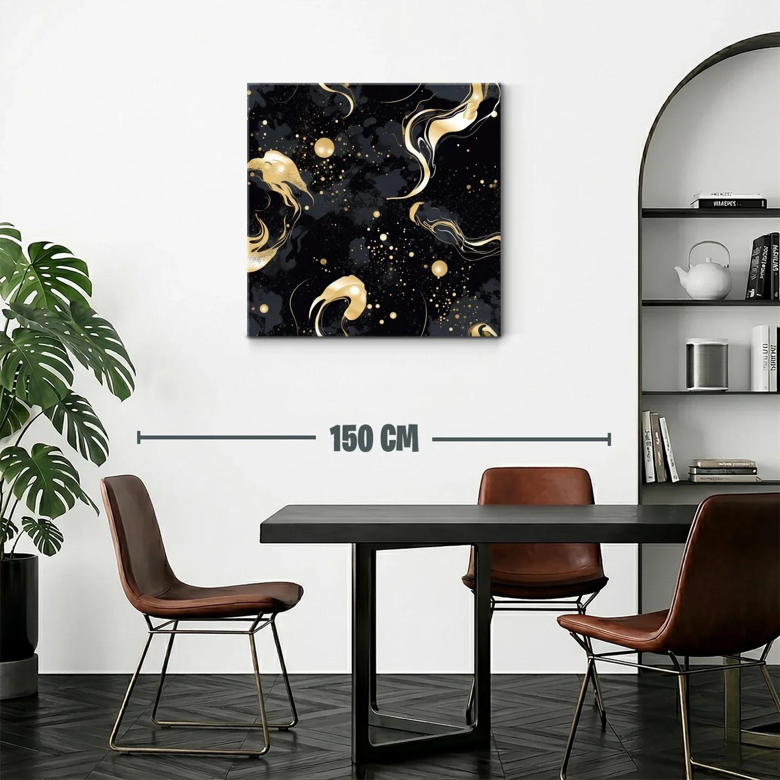 Cuadro abstracto con destellos dorados sobre fondo negro — miniatura 2