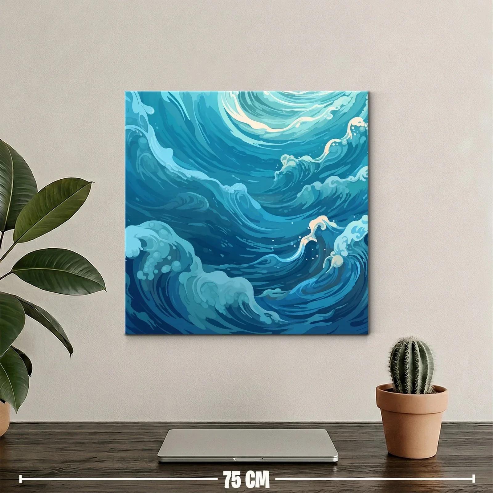 Cuadro de olas en movimiento con tonos azulados — miniatura 2