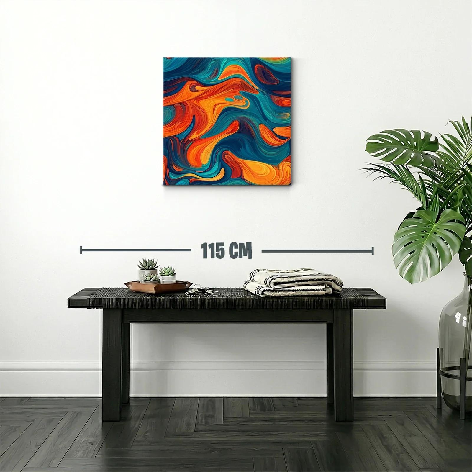 Cuadro abstracto con tonos vibrantes y formas fluidas — miniatura 2